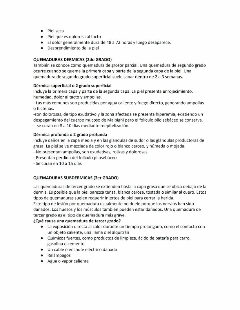 ¿QUÉ SON LAS QUEMADURAS?
Las quemaduras son daños al tejido causados por calor, sustancias químicas, electricidad,
luz del sol o radiación n