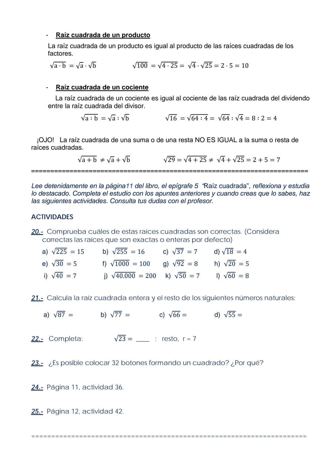 LECCIÓN 3: POTENCIACIÓN Y RADICACIÓN
3.1.- POTENCIAS
La potenciación es la operación que permite obtener el valor de una potencia. Una poten