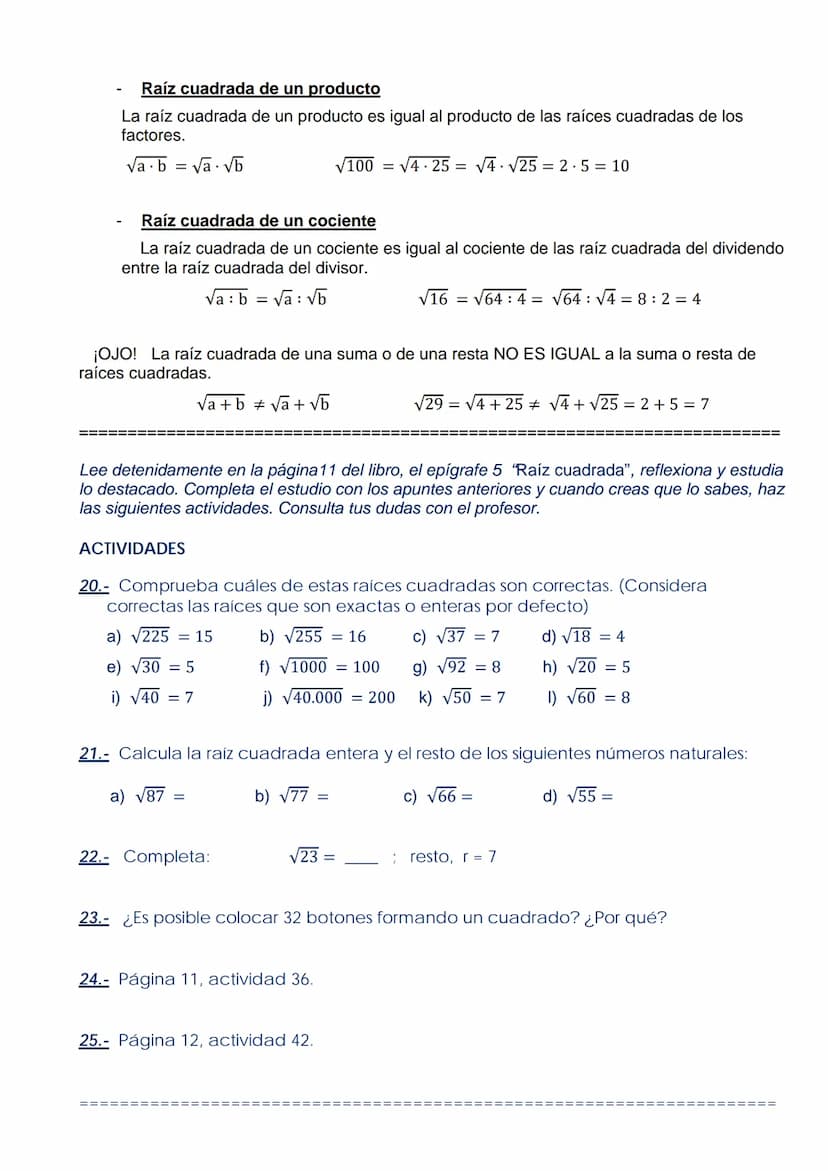 LECCIÓN 3: POTENCIACIÓN Y RADICACIÓN
3.1.- POTENCIAS
La potenciación es la operación que permite obtener el valor de una potencia. Una poten