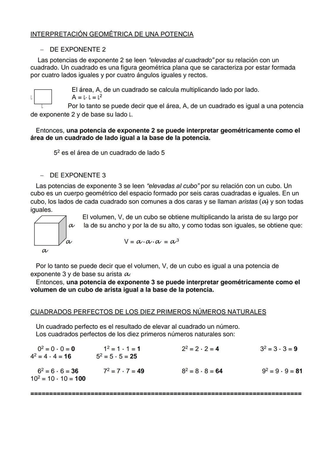 LECCIÓN 3: POTENCIACIÓN Y RADICACIÓN
3.1.- POTENCIAS
La potenciación es la operación que permite obtener el valor de una potencia. Una poten