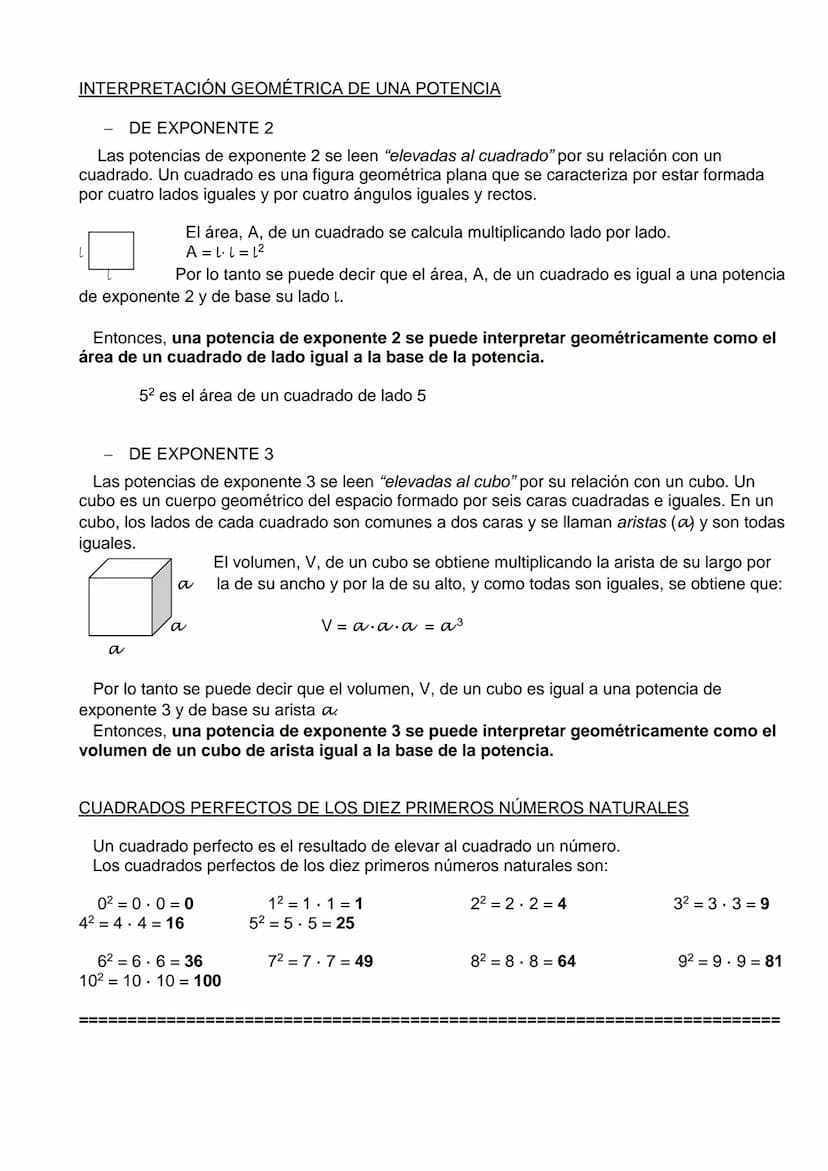 LECCIÓN 3: POTENCIACIÓN Y RADICACIÓN
3.1.- POTENCIAS
La potenciación es la operación que permite obtener el valor de una potencia. Una poten