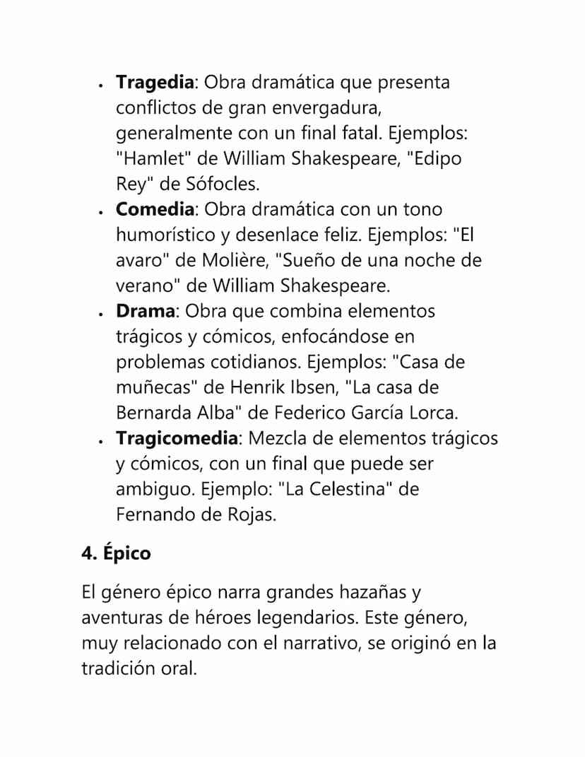 Géneros
Literarios
Los géneros literarios son categorías que
permiten clasificar las obras literarias según sus
características formales, te