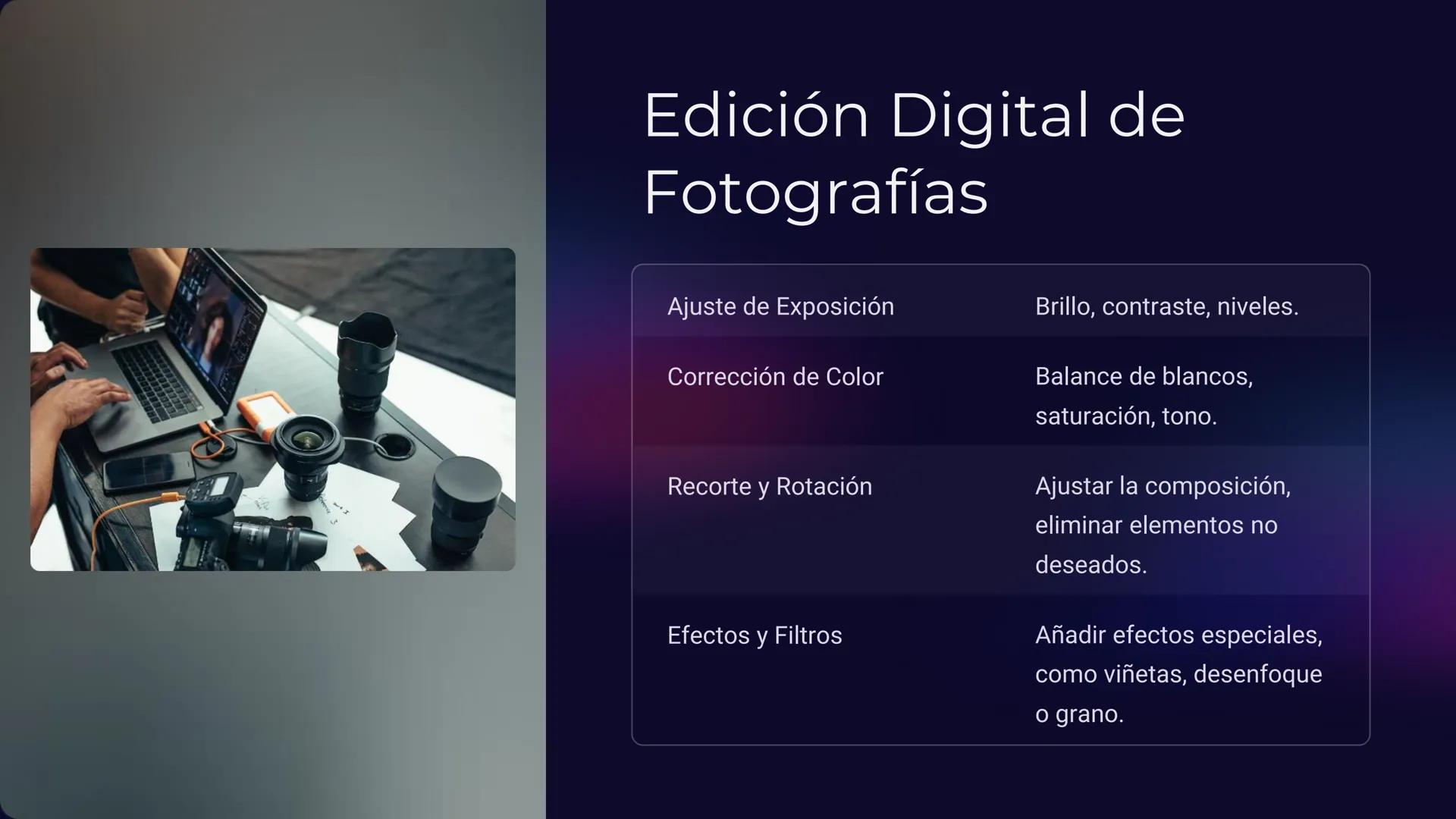 Introducción a
la Fotografía
La fotografía es un arte y una ciencia que nos permite capturar
momentos y expresar ideas a través de imágenes.