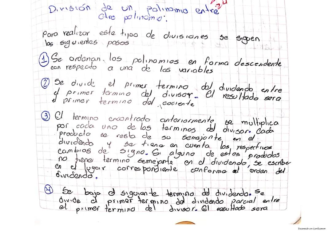 División de un polinomio entre otro polinomio 