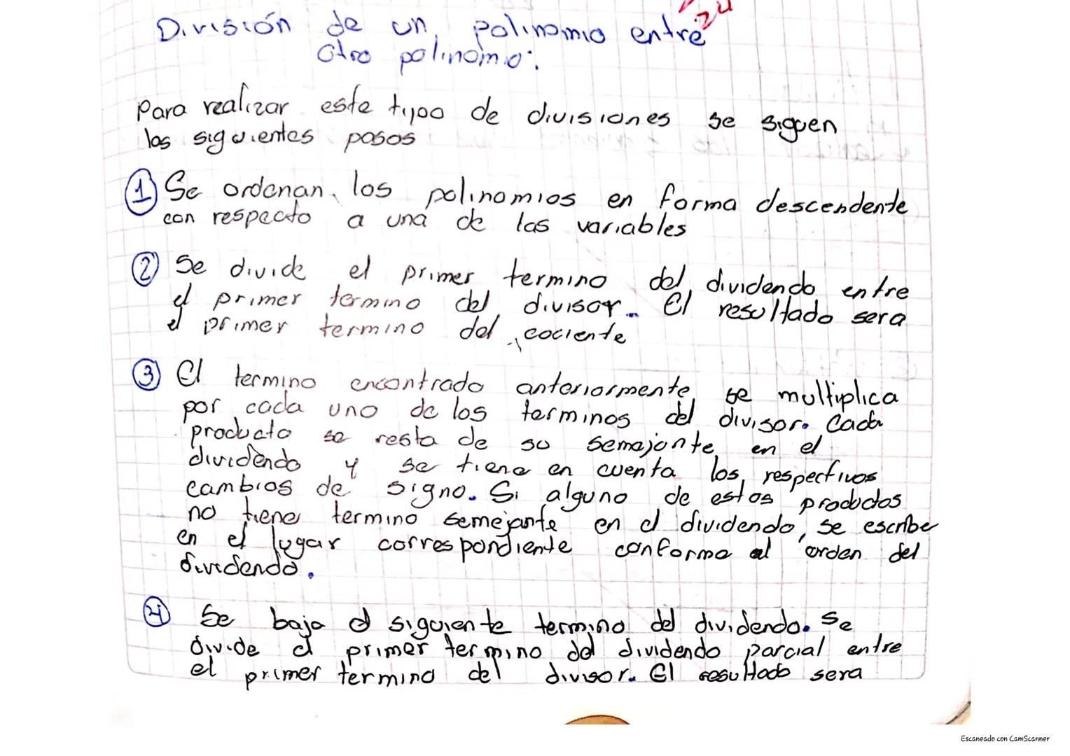 Polimonio entre
División de un
otro polinomio.
Para realizar este tipo de divisiones
las siguientes posos
Se siguen
Se ordenan los polinomio