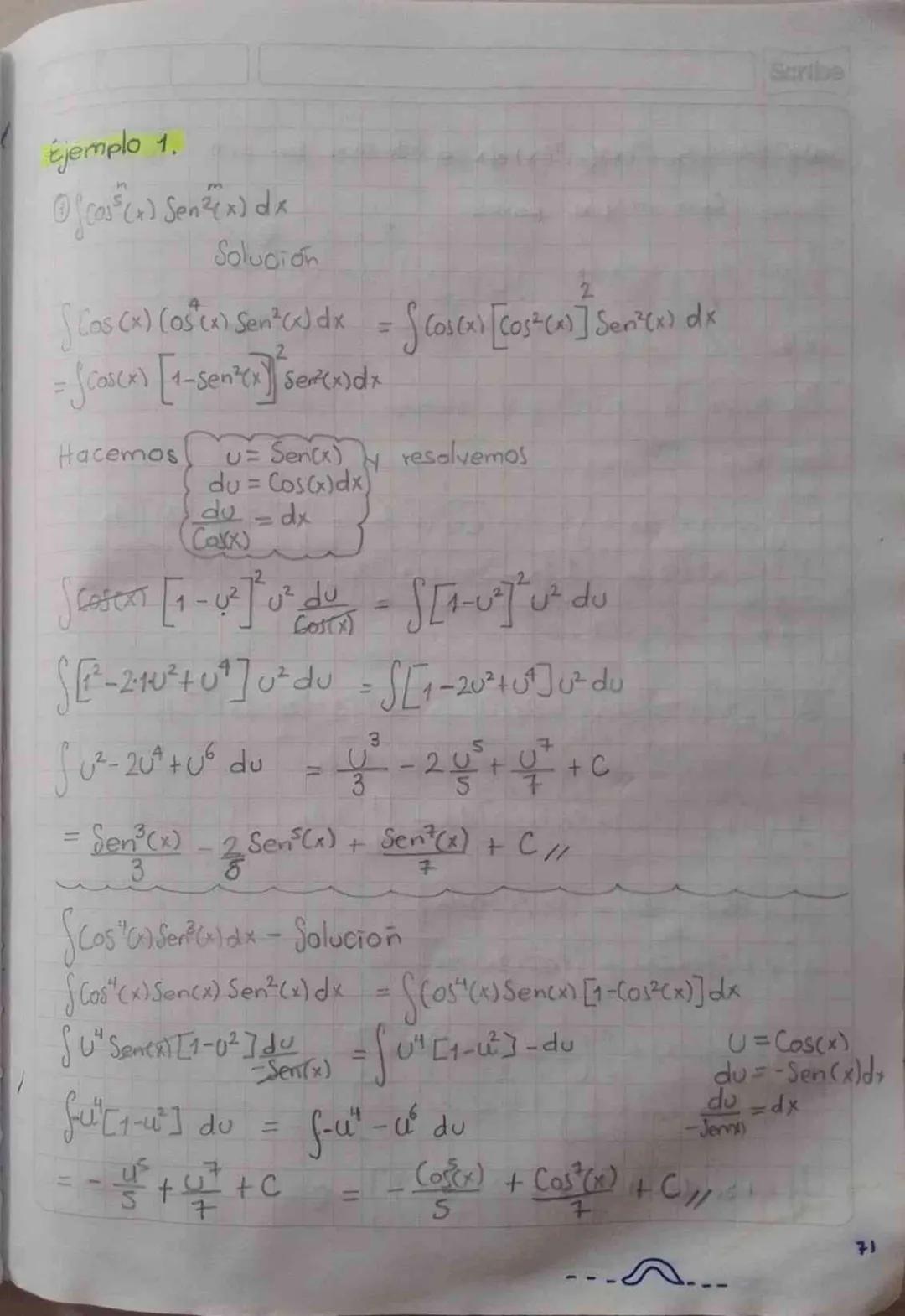 28 02 2024
*Integración trigonometrica
Para calcular integrales en las cuales el integrando es
un producto de potencias de funciones trigono