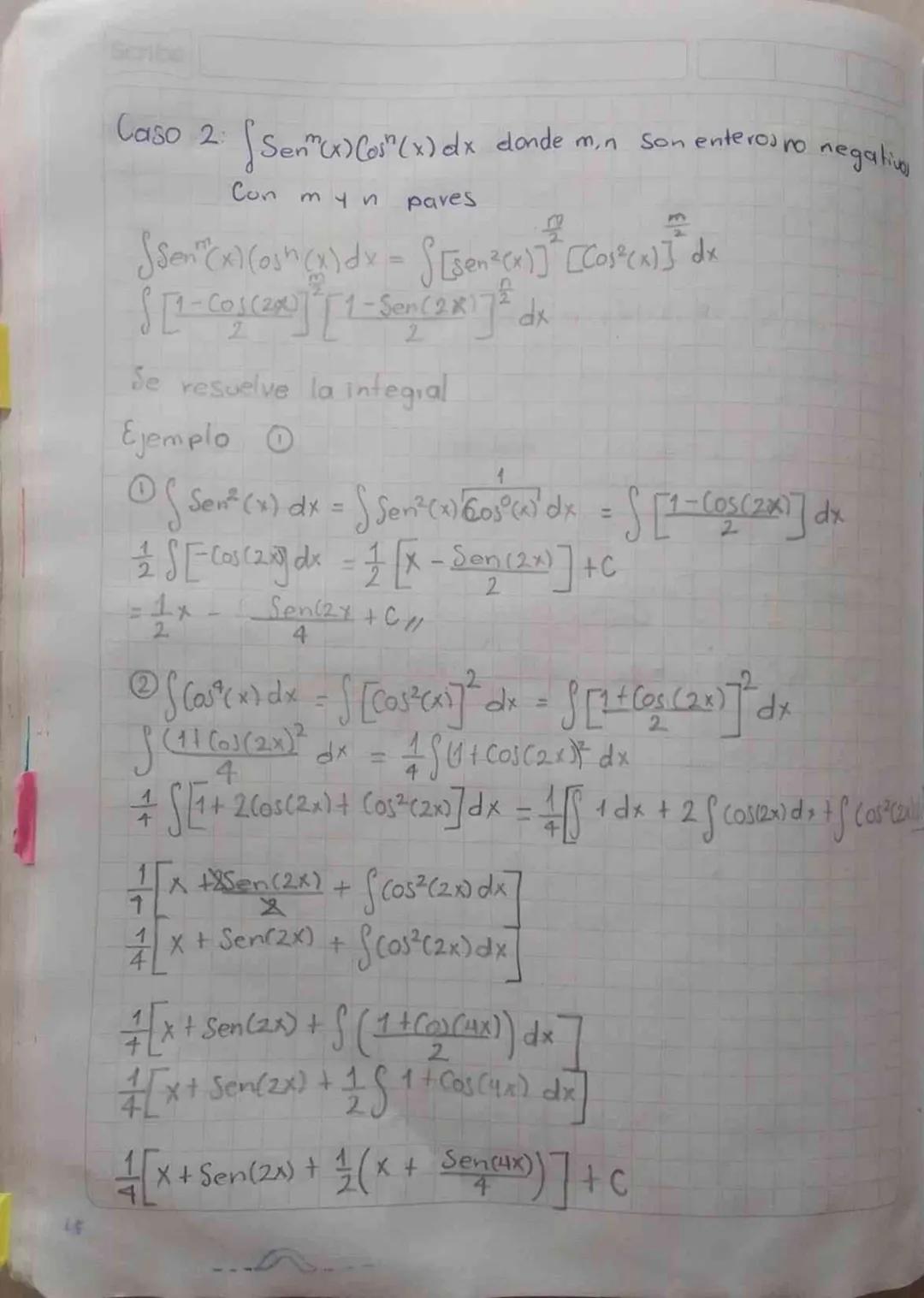 28 02 2024
*Integración trigonometrica
Para calcular integrales en las cuales el integrando es
un producto de potencias de funciones trigono