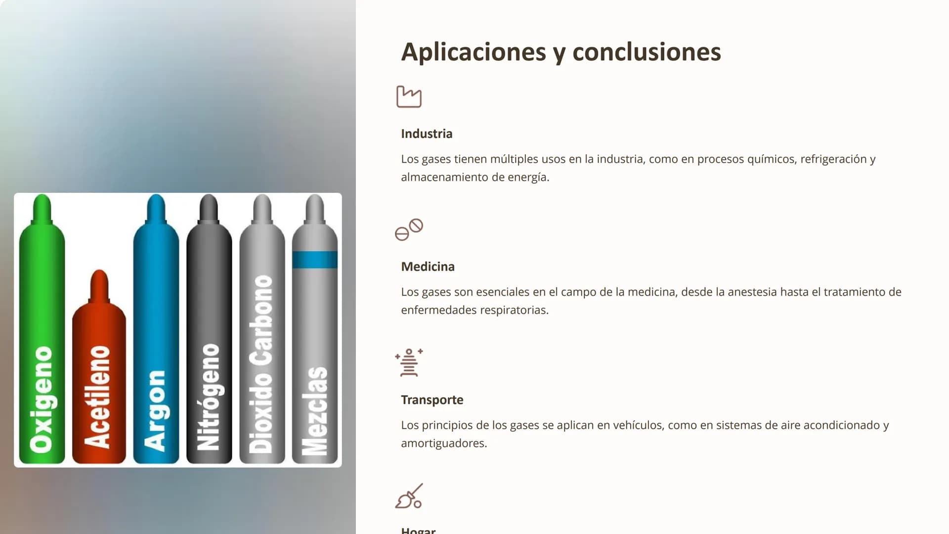 los gases
Los gases son fluidos invisibles que ocupan todo el espacio
disponible y se expanden para llenar cualquier recipiente.
Están compu
