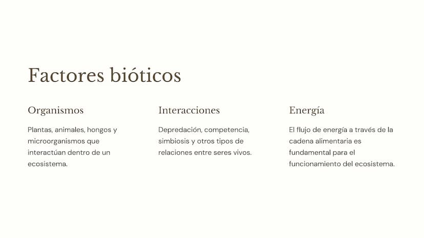 la ecología
La ecología es la ciencia que estudia las interacciones entre los
organismos y su entorno. Comprender los factores bióticos y
ab