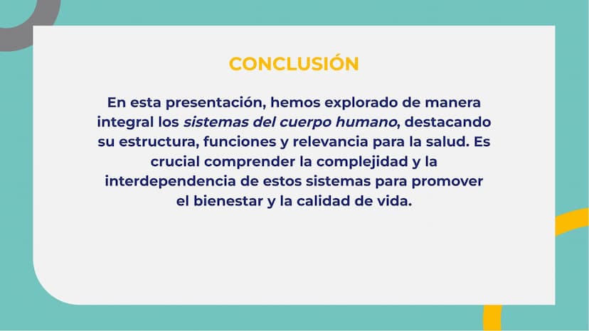 SISTEMAS DEL
CUERPO HUMANO:
UNA EXPLORACIÓN
INTEGRAL INTRODUCCIÓN
Bienvenidos a esta exploración
integral de los sistemas del
cuerpo humano.
