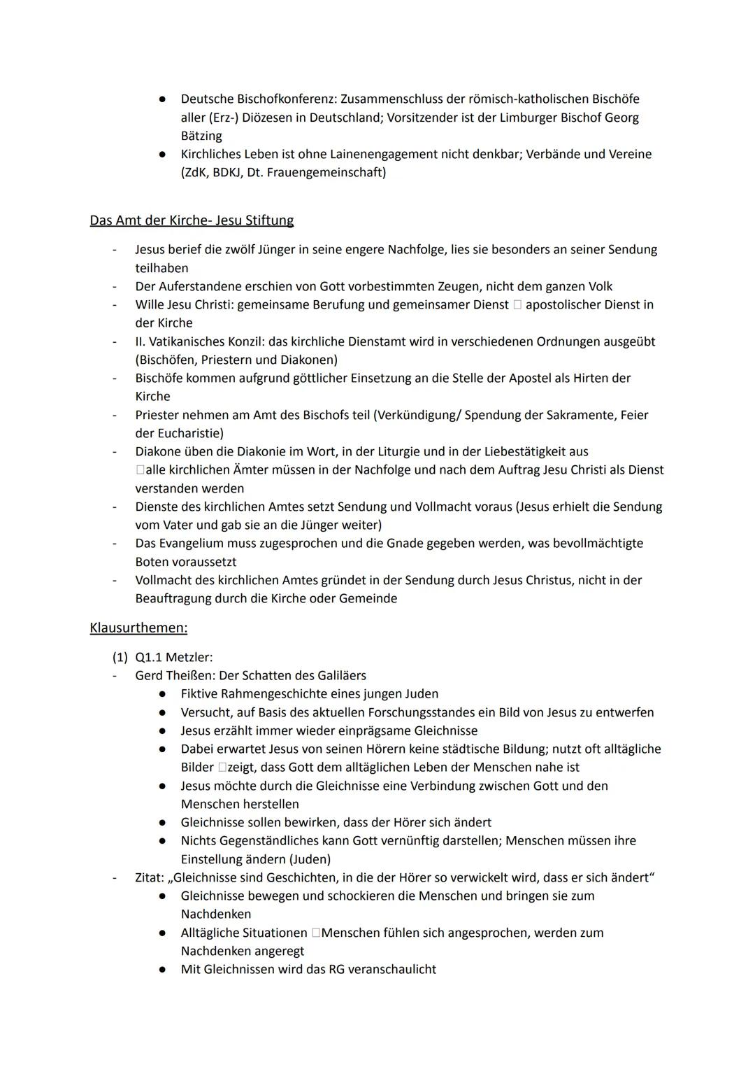 Religion Abiturstoff

Q1: Jesus Christus- das menschgewordene Wort Gottes: Die Reich-Gottes-Botschaft, Die
Auferstehung Jesu (Hoffnung über 