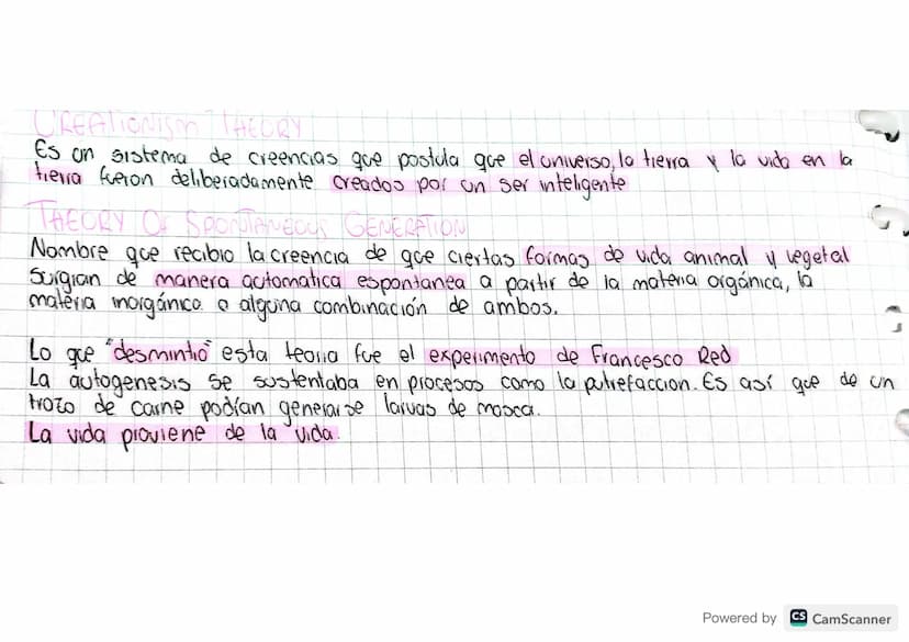 CREATIONISM THEORY
Es un sistema de creencias que postula que el universo, la tierra y la vida en la
fievra fueron deliberadamente creados p