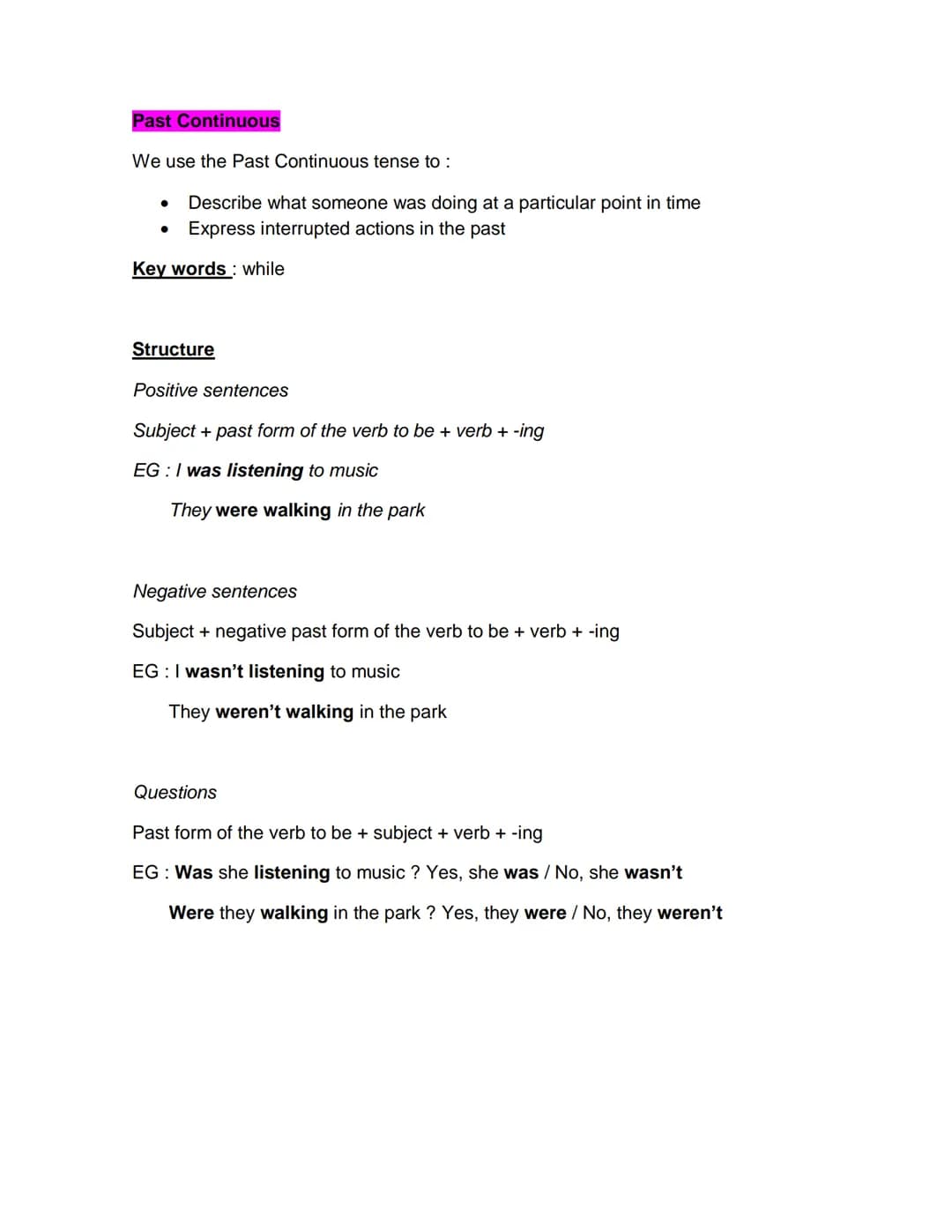 Tenses
Present Simple
We use the Present Simple tense to :
• Talk about routines
.
Talk about general truths and facts
Key words: everyday /