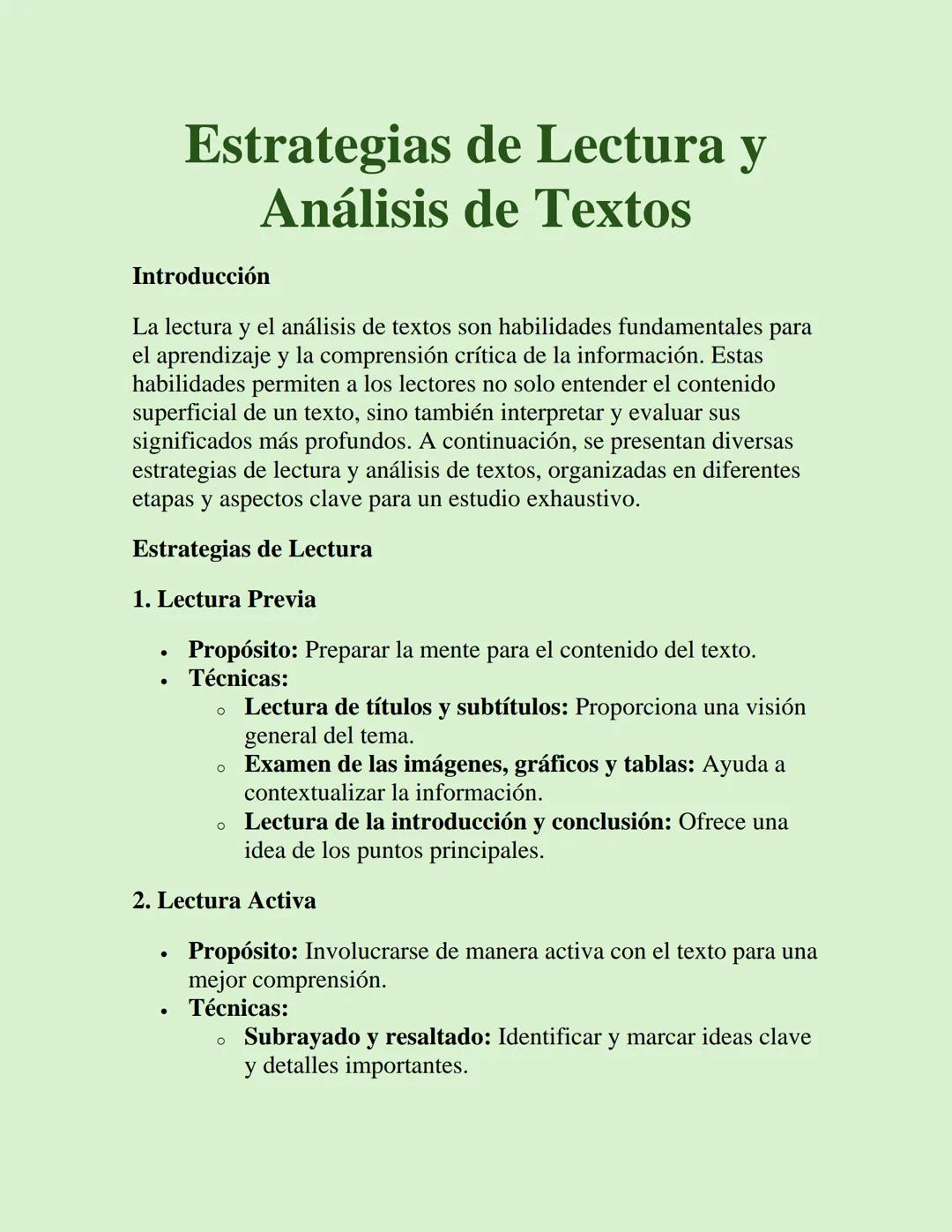 Estrategias de Lectura y
Análisis de Textos
Introducción
La lectura y el análisis de textos son habilidades fundamentales para
el aprendizaj