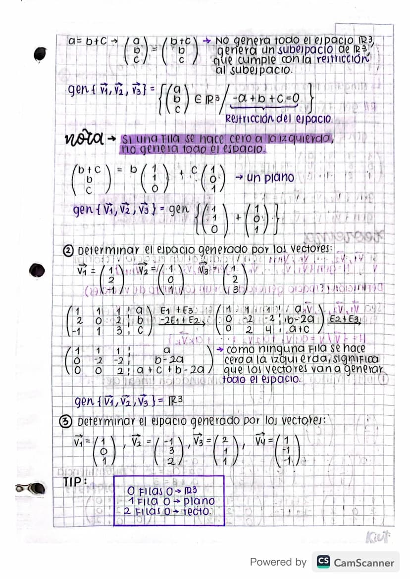"
←
H
Febrero
Febrero 8/2023)
combinación lineal
espacio generado
ΟΙ
a
( 8 ) - α ( 1 ) + B ( 9 )
b
EJEMPLO:
B
(6)-° (2) +6 (3)
b
b=B
·
•
①+3