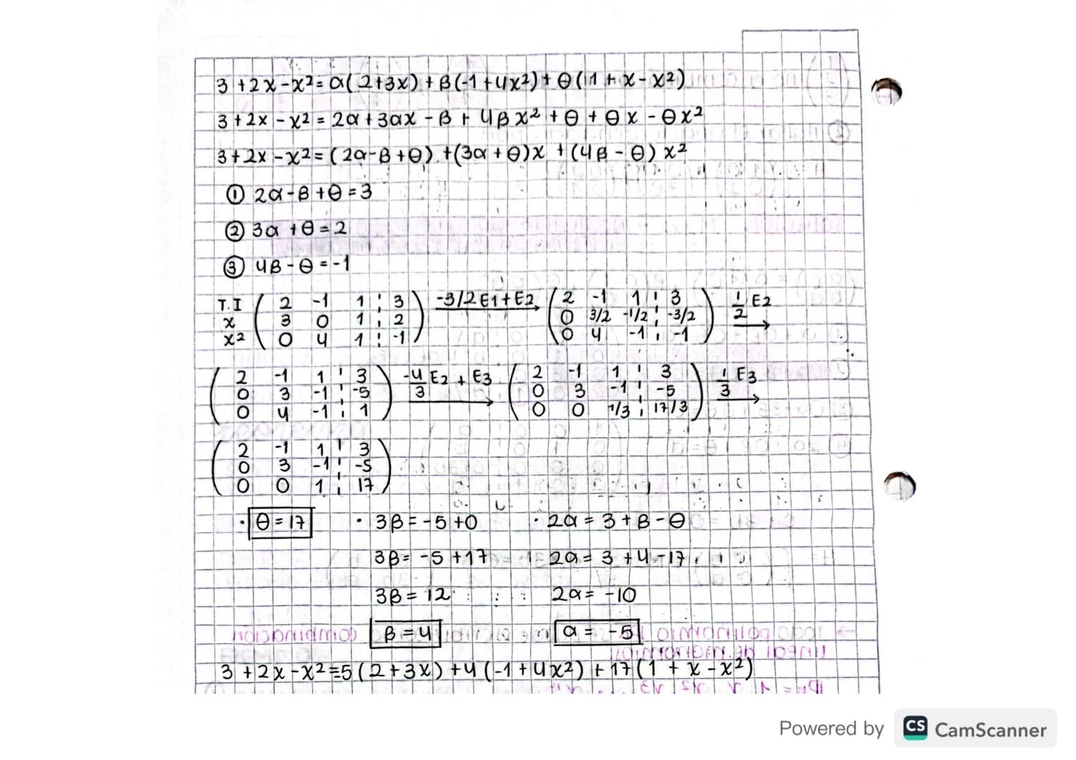 "
←
H
Febrero
Febrero 8/2023)
combinación lineal
espacio generado
ΟΙ
a
( 8 ) - α ( 1 ) + B ( 9 )
b
EJEMPLO:
B
(6)-° (2) +6 (3)
b
b=B
·
•
①+3