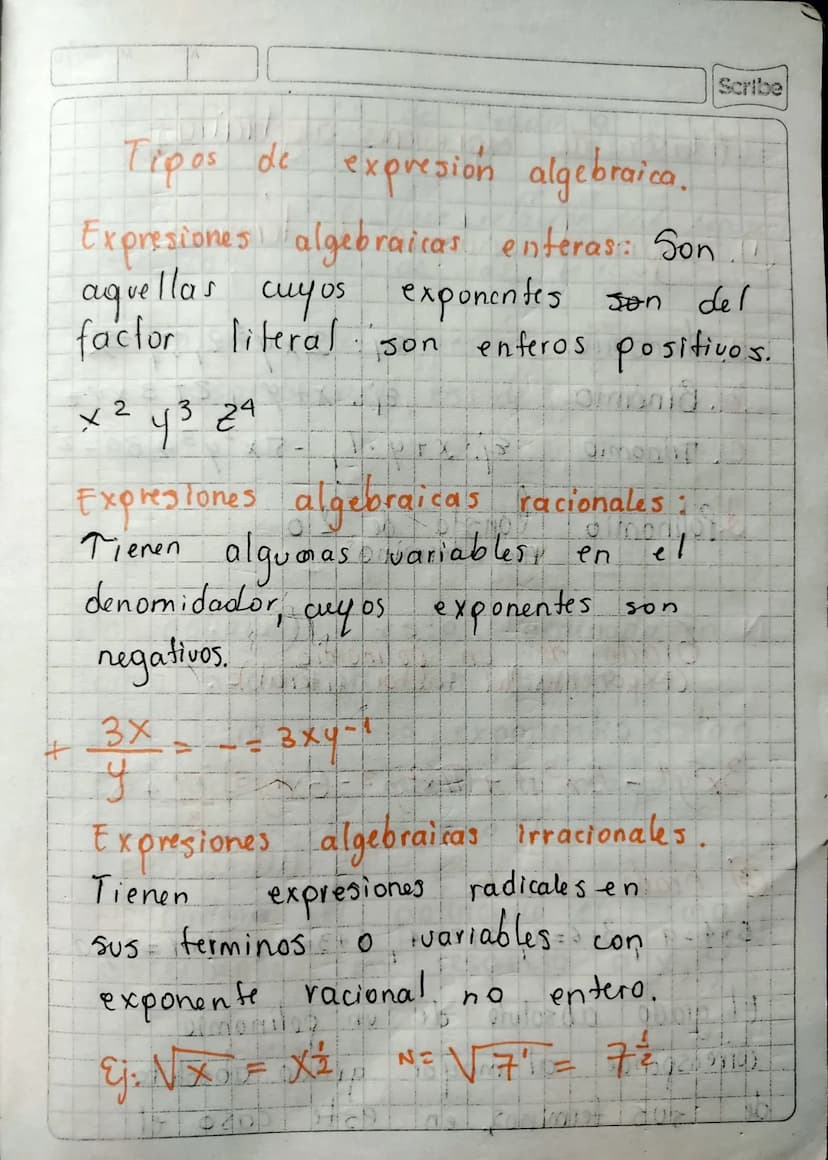 Scribe
Números, Representan
cantidades conocidas
determinadas
Letras: representan
toda clase de cantidades.
Cantidades conocidas: a, b, c..
