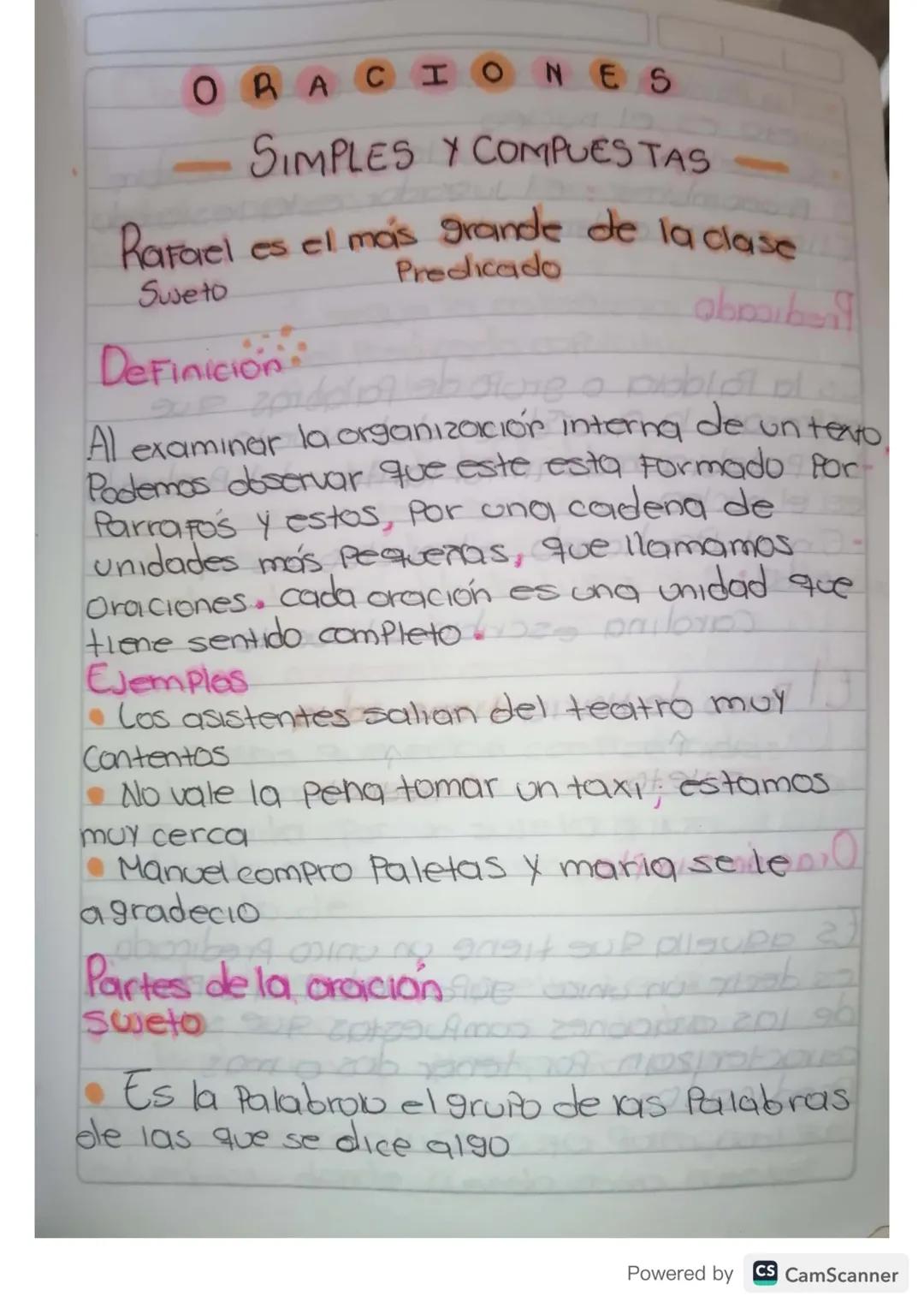 # ORACIONES

SIMPLES Y COMPUESTAS

Rafael es el más grande de la clase
Suseto

Definición

Predicado

Al examinar la organización interna de