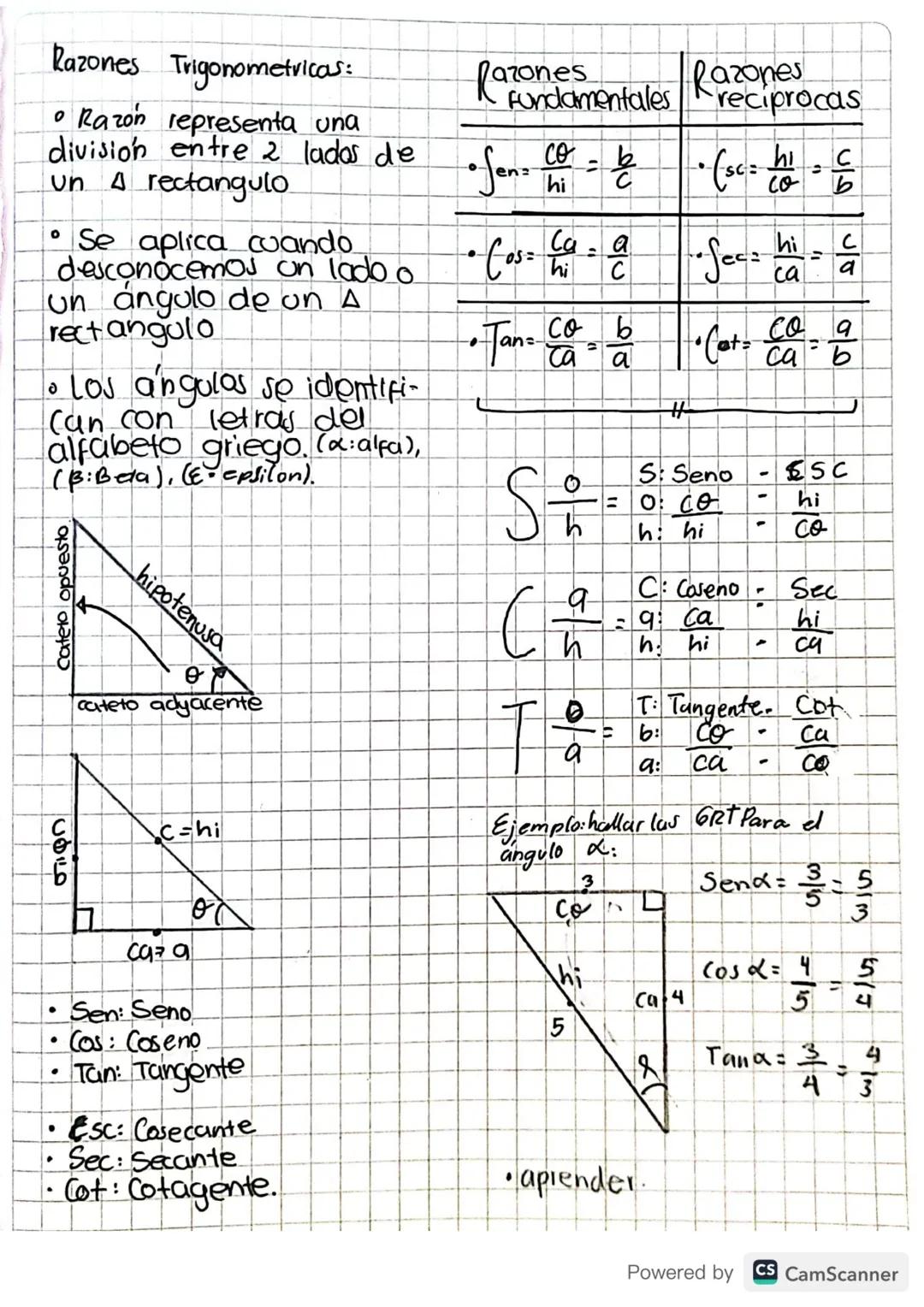 Trigonometria: Razones Trigonometricas