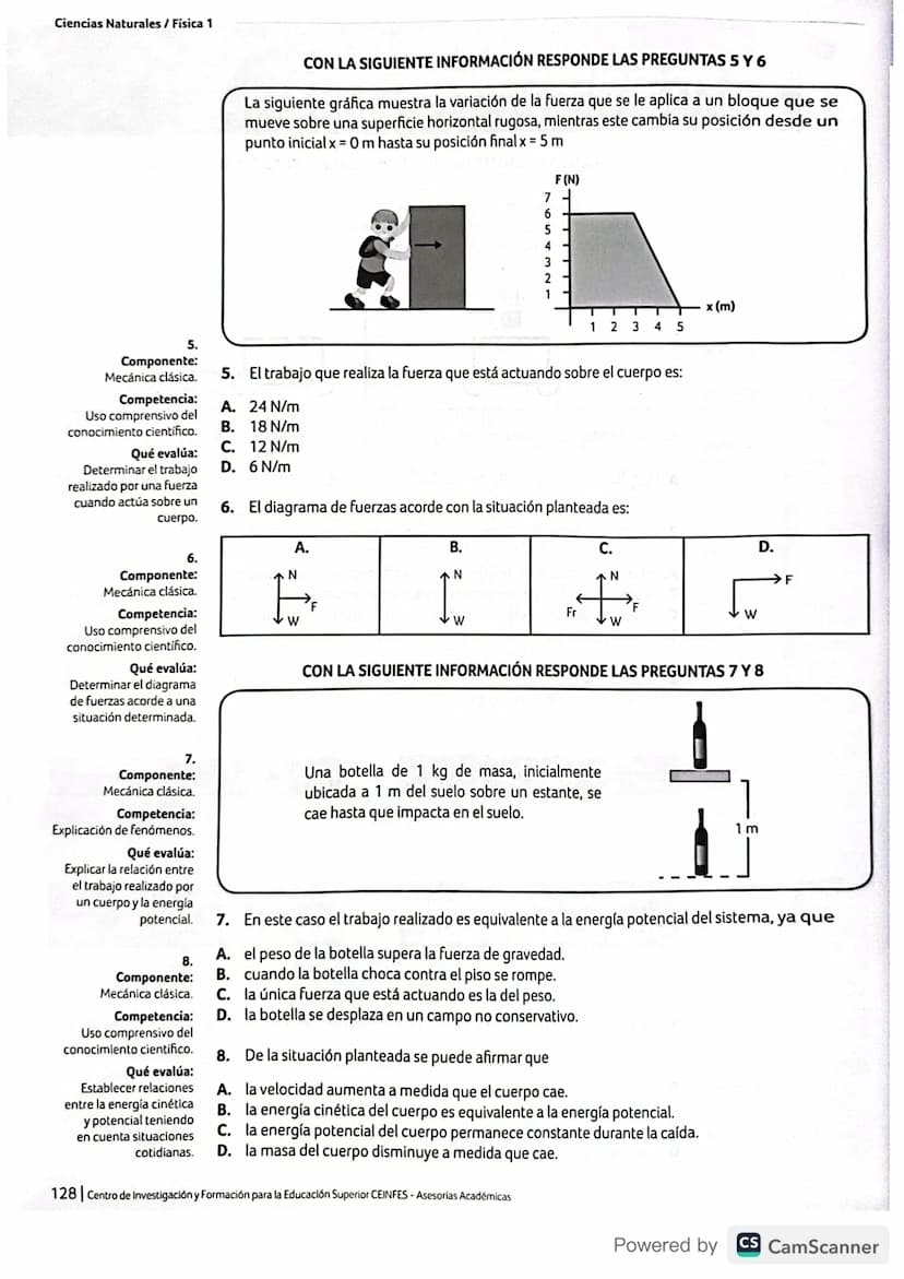 Estructura general de la prueba de Física
Mecánica clásica
Evalúa el carácter direccional
de algunas de las magnitudes
fisicas involucradas 