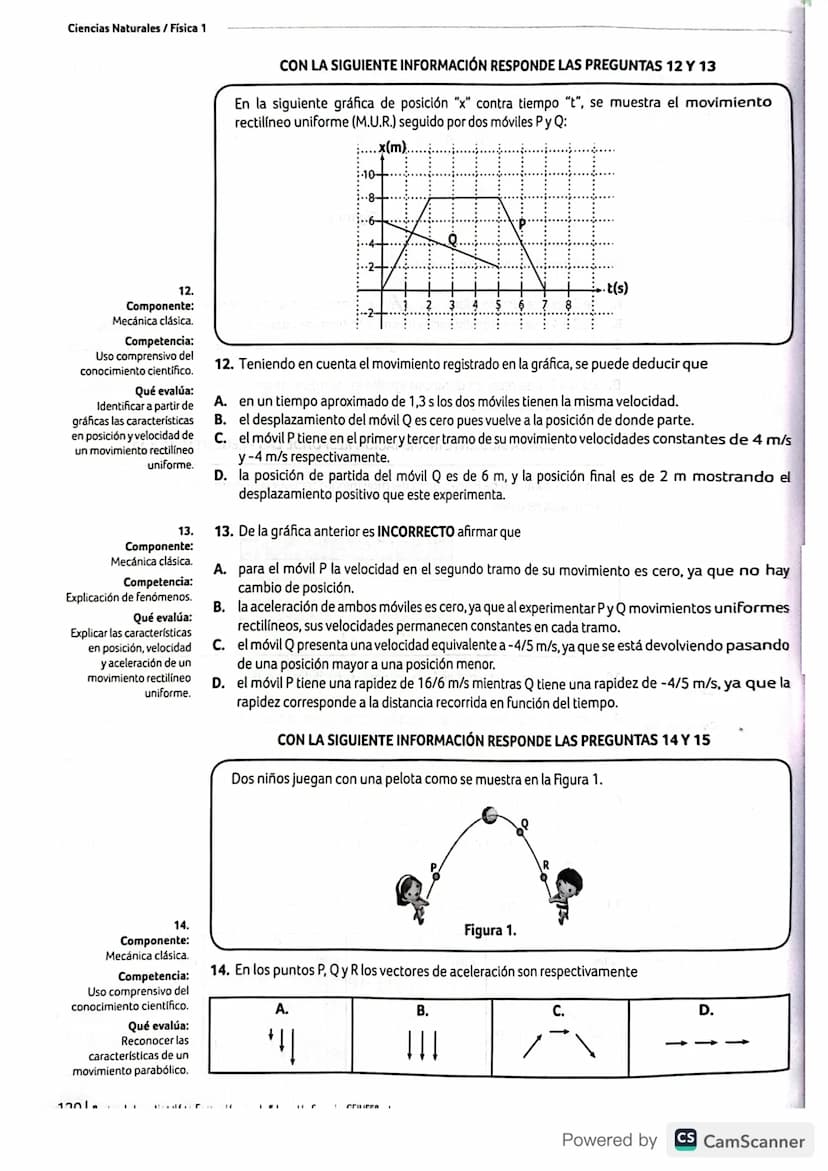 Estructura general de la prueba de Física
Mecánica clásica
Evalúa el carácter direccional
de algunas de las magnitudes
fisicas involucradas 