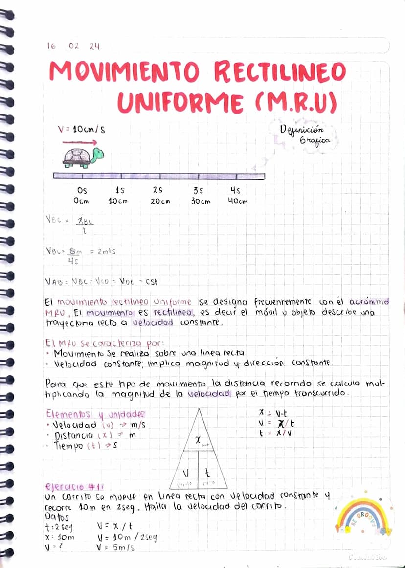 16 02
24
MOVIMIENTO RECTILINEO
UNIFORME (M.R.U)
V = 10cm/S
OS
1s
25
35
45
Ост
10cm
20cm
30cm
40cm
Vec = ABC
t
VBC Sm = 2m15
4s
Definición
6r