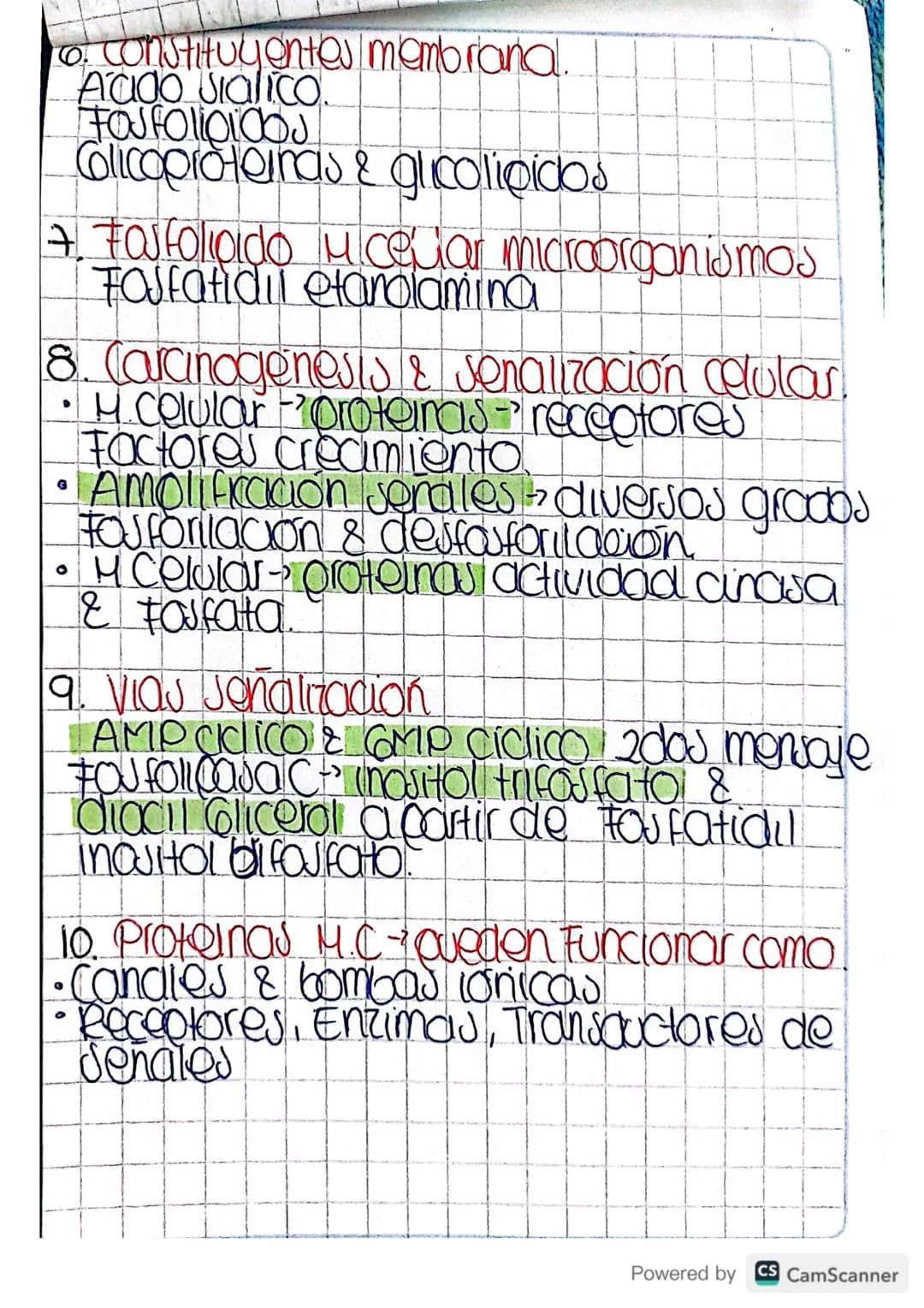 CUESTIONARIO MEMBRANA CELULAR.
1. membrana celular
FOSFoliados
Olicolioidos
Proteinaj > limitan -dan forma ayudan
a mantener eg intra & extr