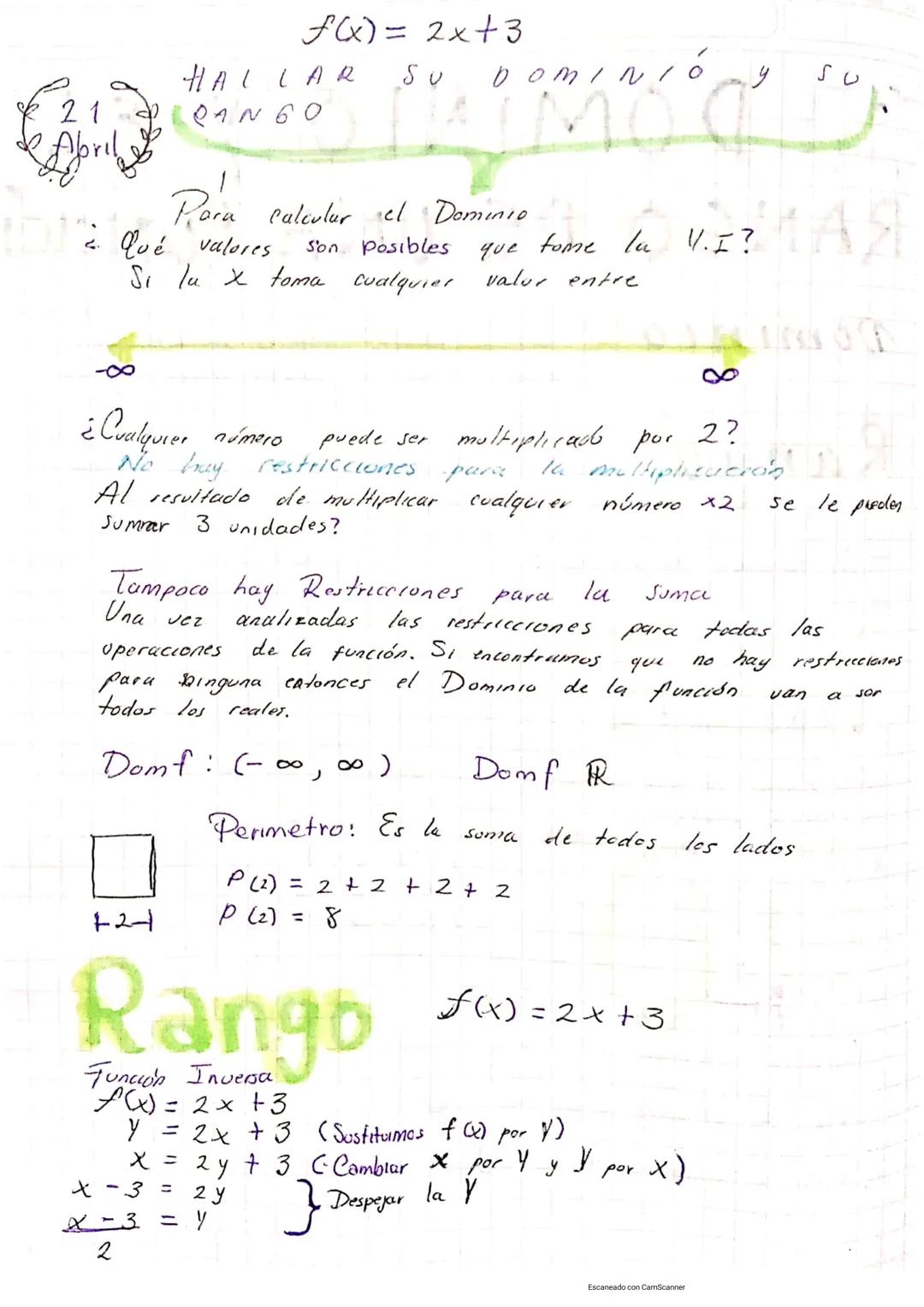 21
& Abril,
DOMINIO Y EL
RANGO DE UNA FUNCIÓN
Dominio Son los oblaties valores posibles que
Rango
-
puede tomar la vanable independiente
Son