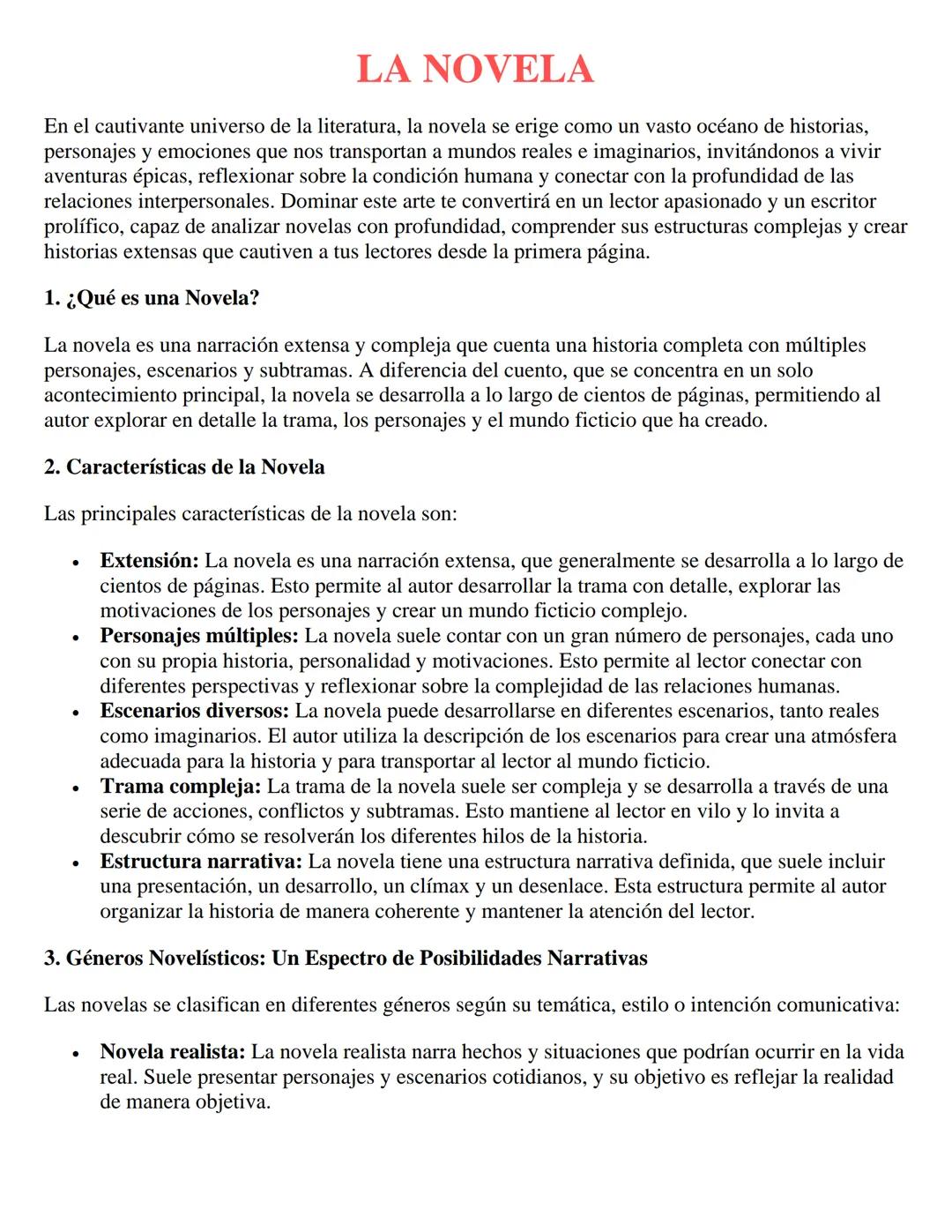 LA NOVELA
En el cautivante universo de la literatura, la novela se erige como un vasto océano de historias,
personajes y emociones que nos t