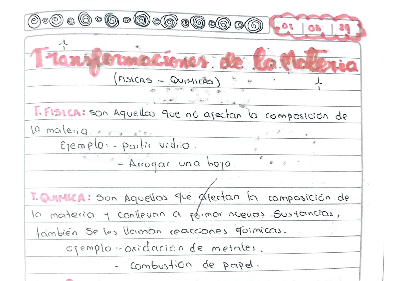 Transformaciones de la Materia
(FISICAS - QUIMICAS)
C
+
T. FISICA: Son Aquellas que no afectan la composición de
la materia..
Ejemplo: - par