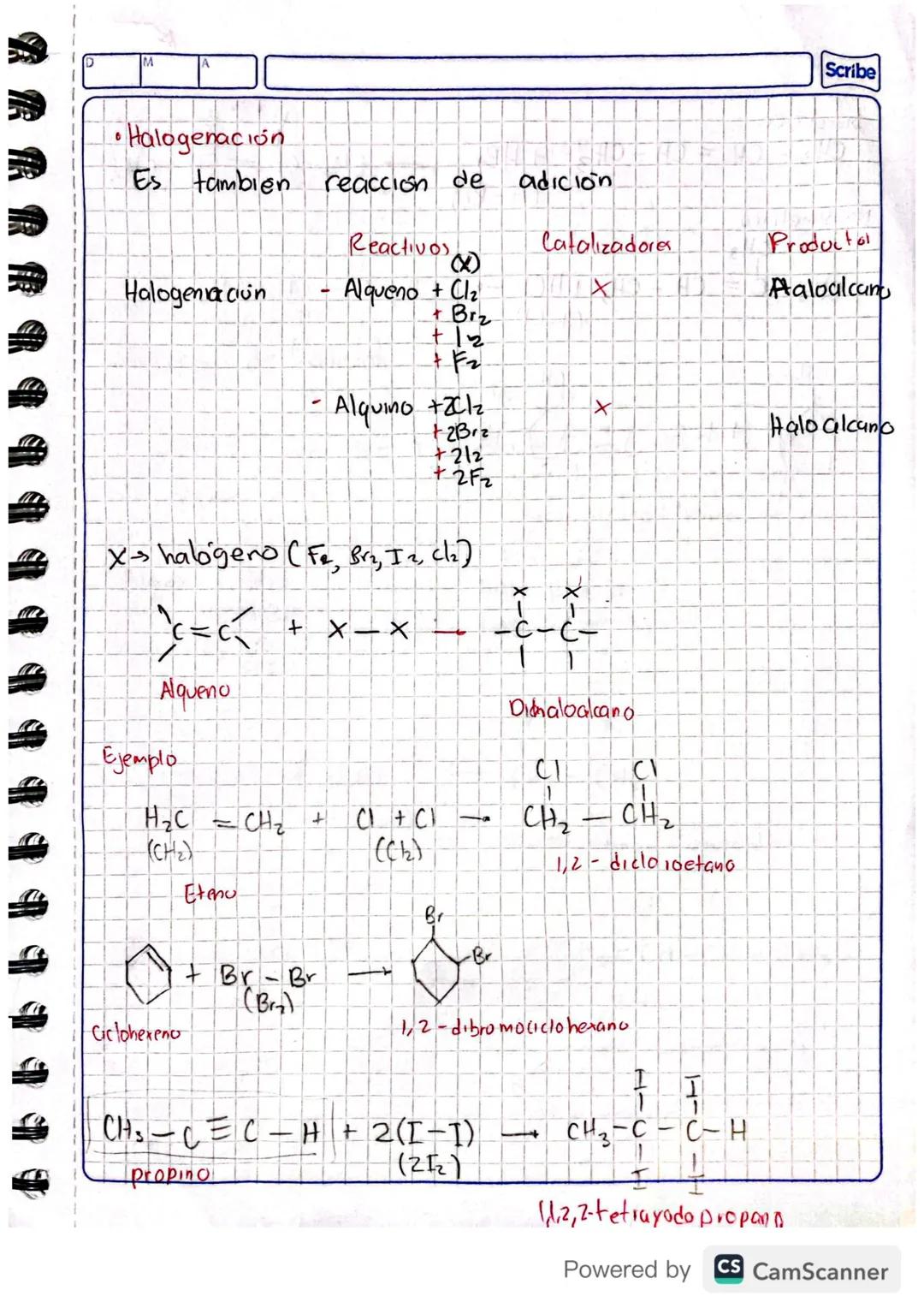 Scribe
Alcano
Enlace
sencillo
Alqueno
Enlace doble
Alquino
Enlace triple
Reacciones
de
alqueños y alquinos.
• Reacción de adición.
c=c
Glque