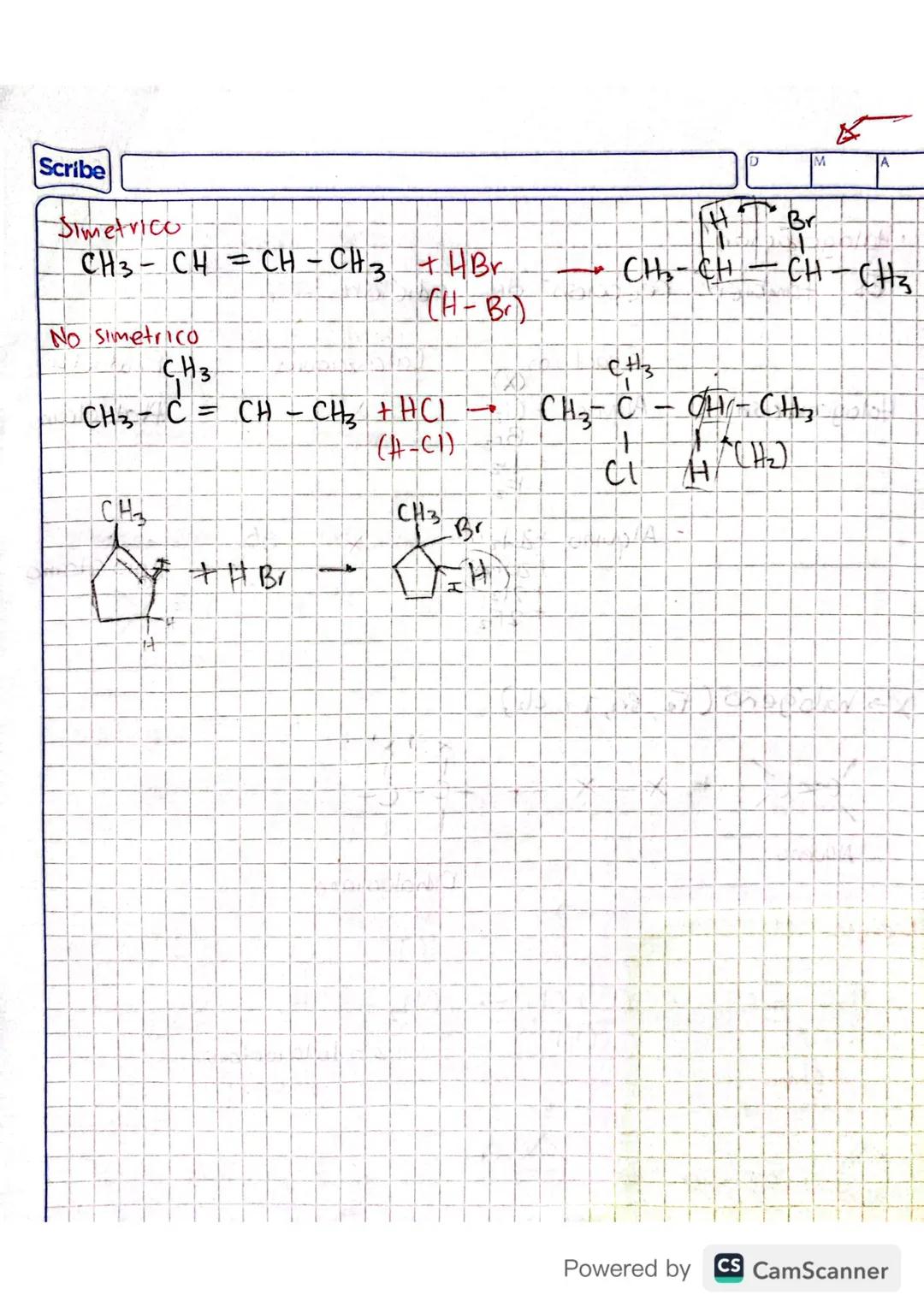 Scribe
Alcano
Enlace
sencillo
Alqueno
Enlace doble
Alquino
Enlace triple
Reacciones
de
alqueños y alquinos.
• Reacción de adición.
c=c
Glque