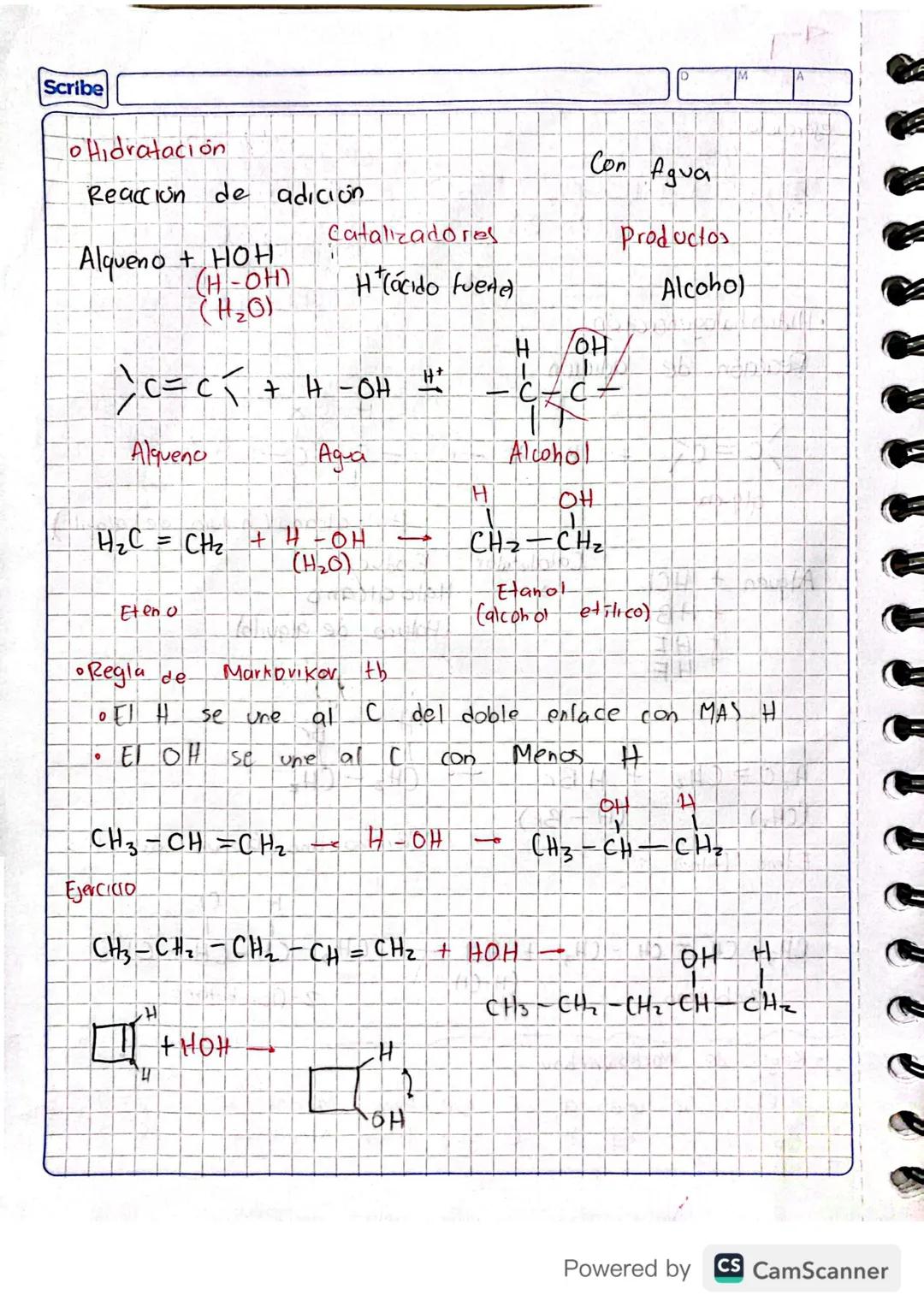 Scribe
Alcano
Enlace
sencillo
Alqueno
Enlace doble
Alquino
Enlace triple
Reacciones
de
alqueños y alquinos.
• Reacción de adición.
c=c
Glque