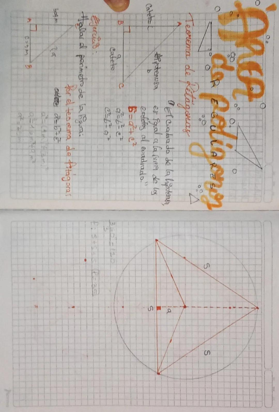 00
AREA
da paligong
E
Teorema de Rétágoras
Catete
Профелова
b
ARES
A
"El cuadrado de la hipotensa,
er igual a la fuina de los
cafetos al cua