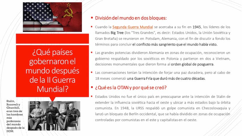 Consecuencias
directas del fin
de la guerra.
■ La desaparición de los regímenes fascistas en Italia y
Alemania.
■ El fin del imperialismo ja