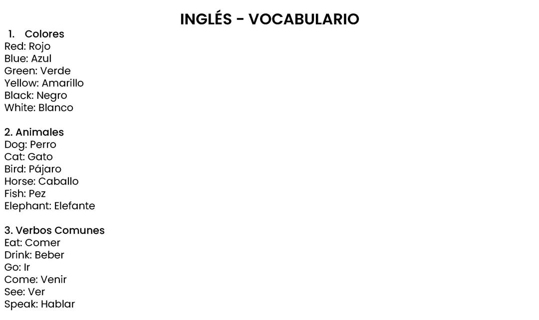 VOCABULARIO EN INGLES 1