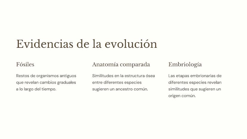 la evolución
La evolución es el proceso mediante el cual las poblaciones de
organismos cambian a lo largo del tiempo. Es un concepto
fundame