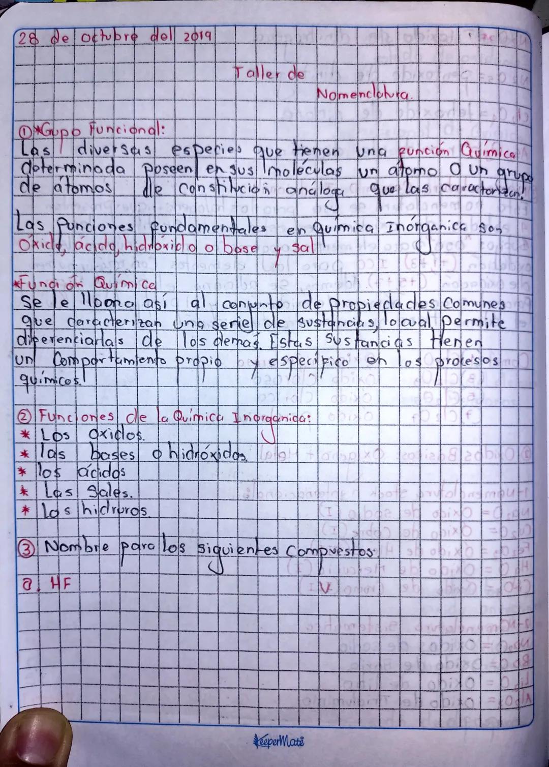 Nomenclatura Química.

-Función Química: se le llama así al conjunto
de propiedades
Comunes que Caracterizan una serie de sustancias, lo cua