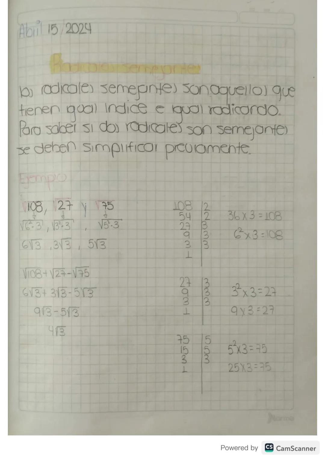 Abil 12/2024
to radicación es un caso particulas de to poten-
cación con exponente racional.sia€IRY
m.n€ 74 definimo):
Indice
cantidad sobra