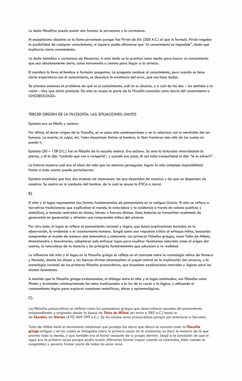 A) ORIGEN DE LA FILOSOFÍA
El origen de la filosofía se remonta al siglo XI A.C. El origen de la filosofía se debe a tres estados de ánimos
e