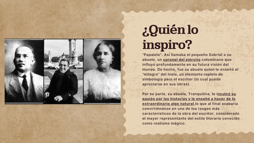 22'
ESCRITOR
Gabriel García
Márquez
2725413
Yun
www
112331
2875 ¿Qué hizo y quien fue
Gabriel Marquéz?
Gabriel fue influenciado por su tío, 