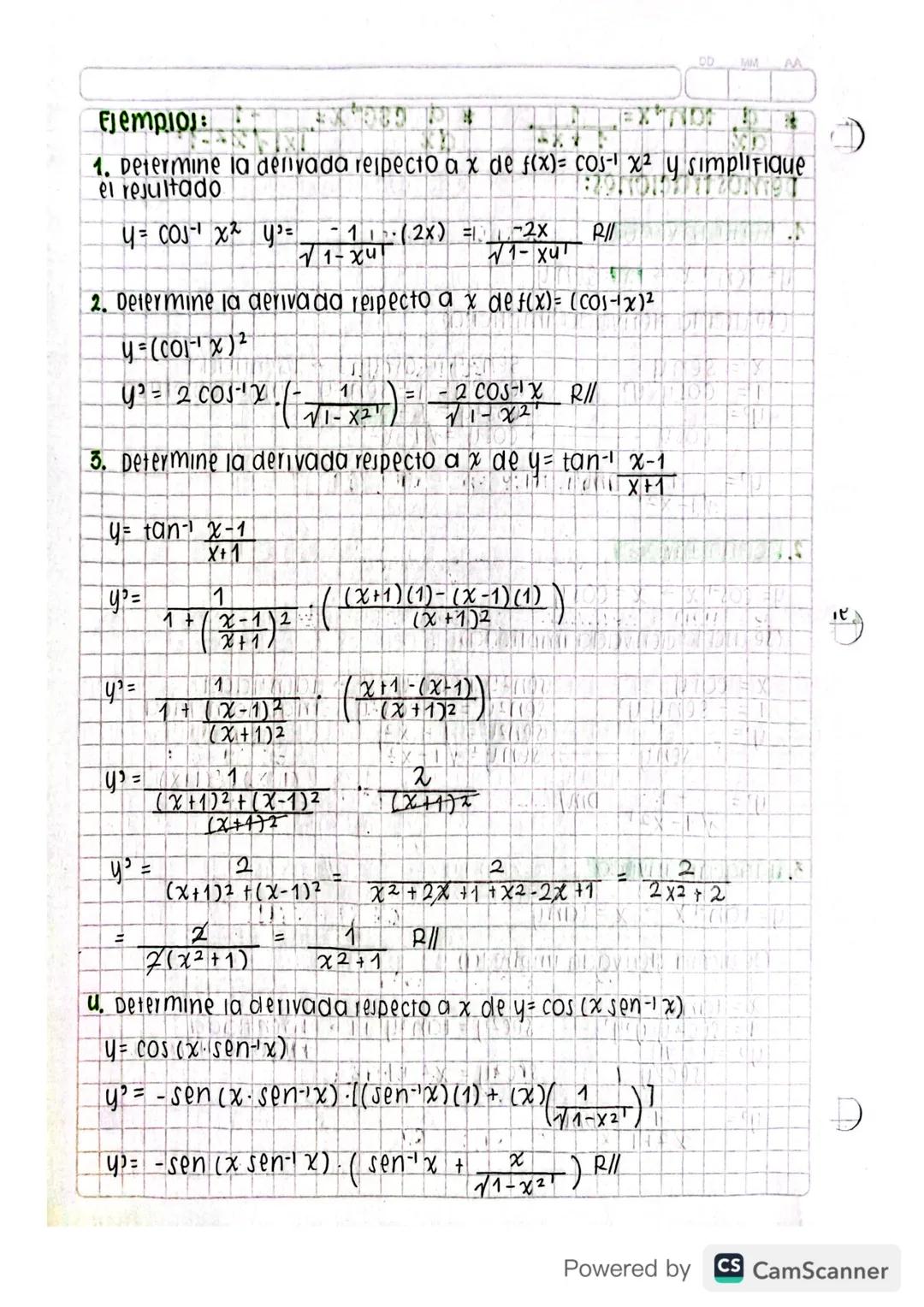 Octubre 11/2022
MM
derivada: DE FUNCIONES TRIGONOMETRICAS
INVERSAS
→DE FUNCIONES EXPONENCIAL Y
LOGARITMICA
funciones trigonométricas inversa