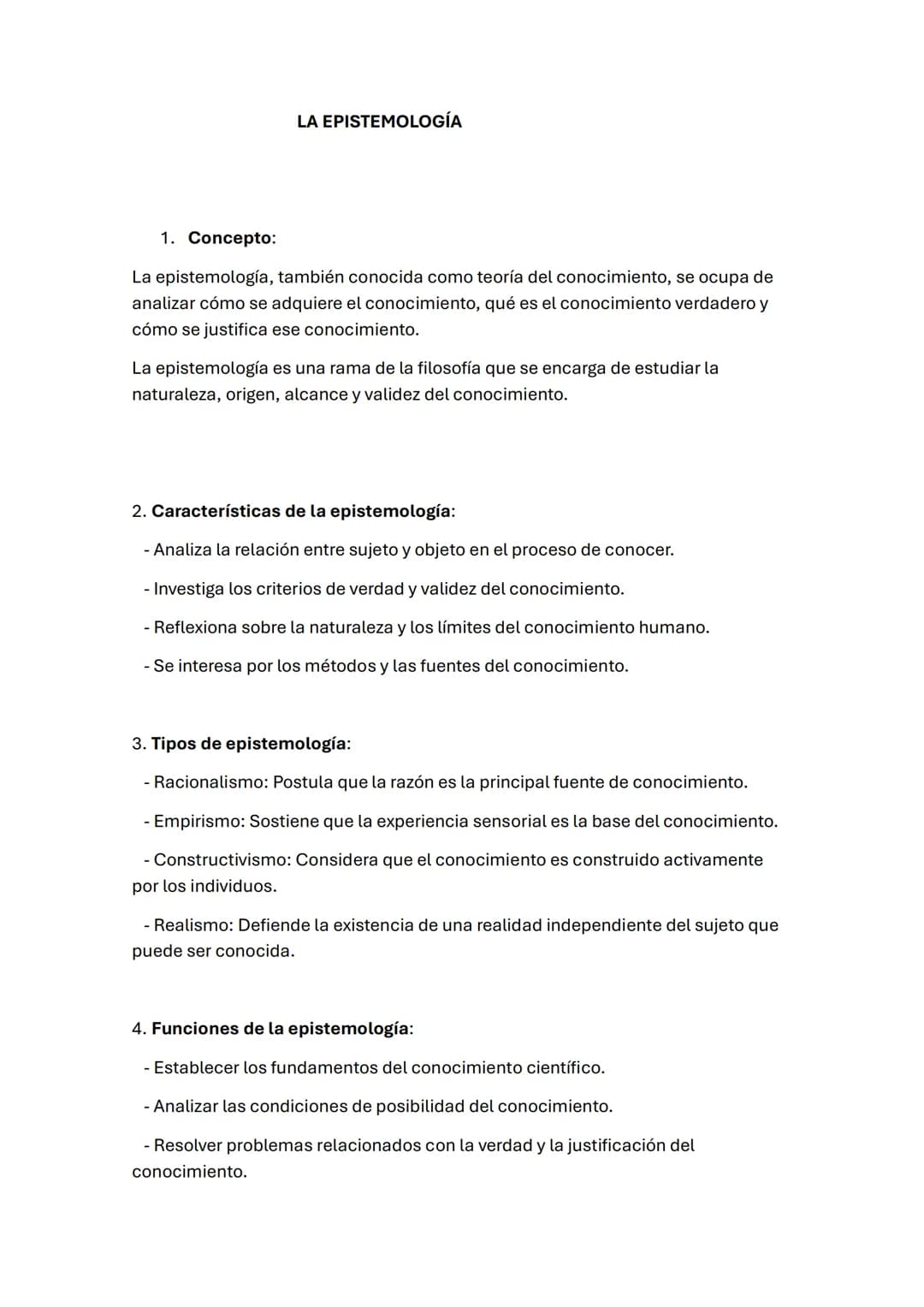LA EPISTEMOLOGÍA
1. Concepto:
La epistemología, también conocida como teoría del conocimiento, se ocupa de
analizar cómo se adquiere el cono