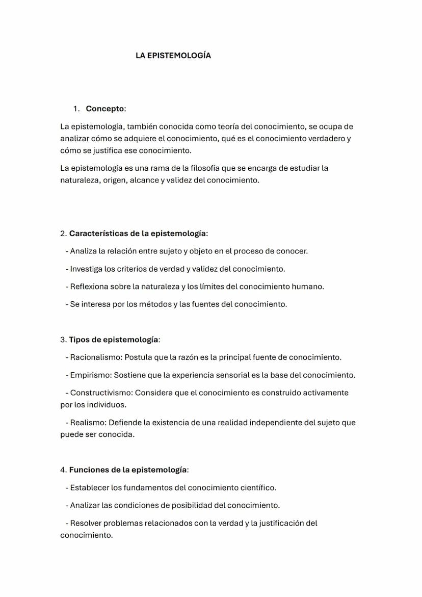 LA EPISTEMOLOGÍA
1. Concepto:
La epistemología, también conocida como teoría del conocimiento, se ocupa de
analizar cómo se adquiere el cono