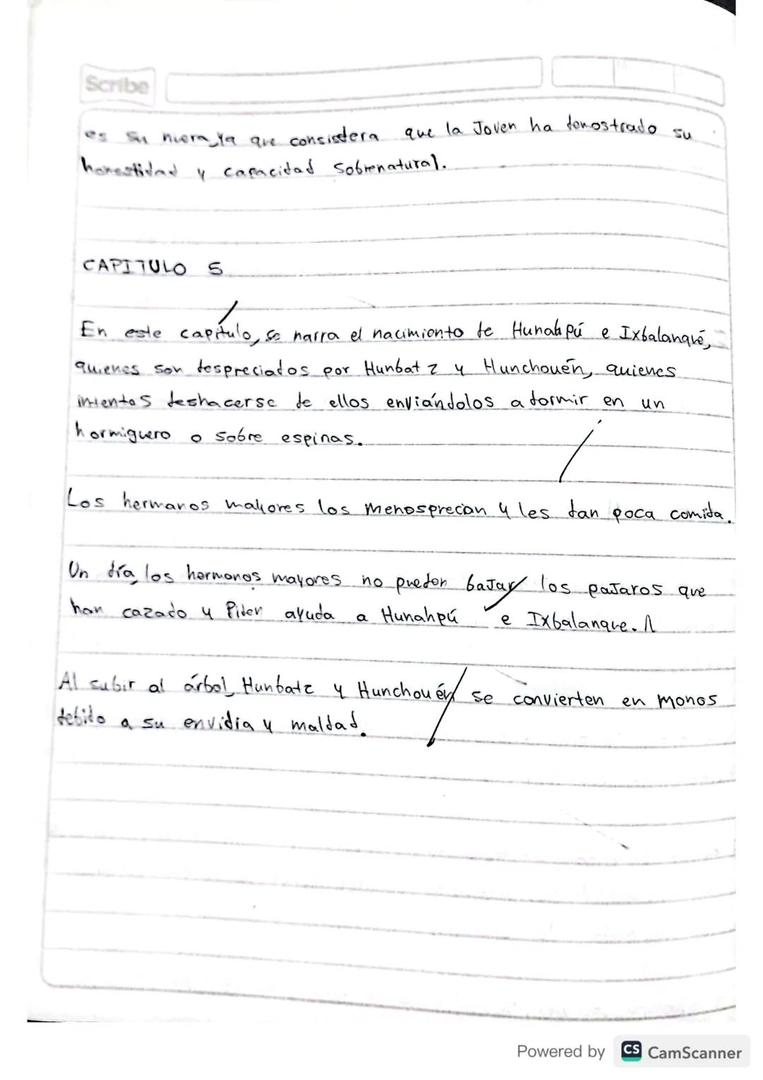 RESUMEN
POPOL VUH
Scribe
Powered by CS CamScanner Scribe
PRIMERA PARTE
I CAPITULO
A principio toto esta
en silencio solo existia el
cielo y 