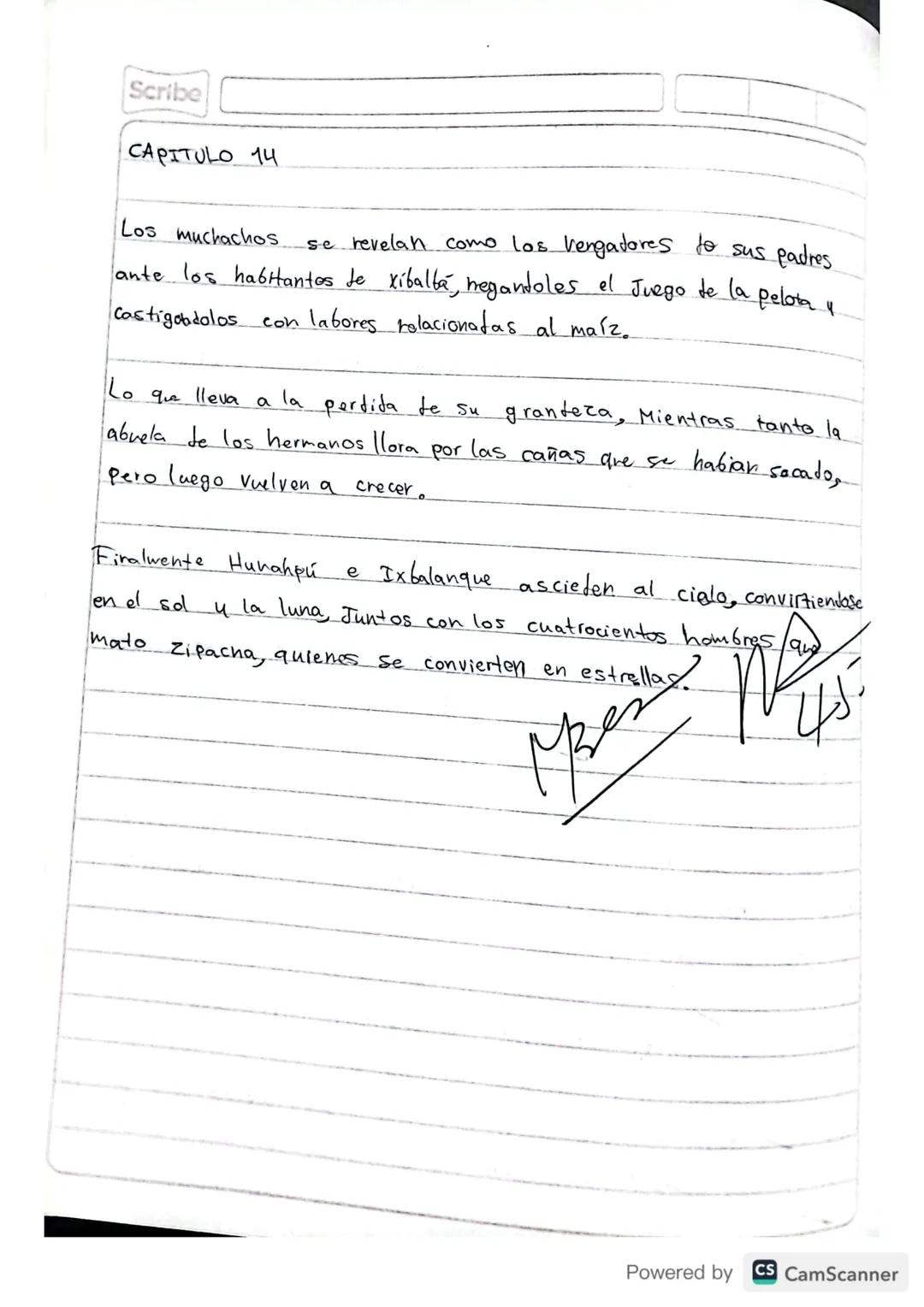 RESUMEN
POPOL VUH
Scribe
Powered by CS CamScanner Scribe
PRIMERA PARTE
I CAPITULO
A principio toto esta
en silencio solo existia el
cielo y 