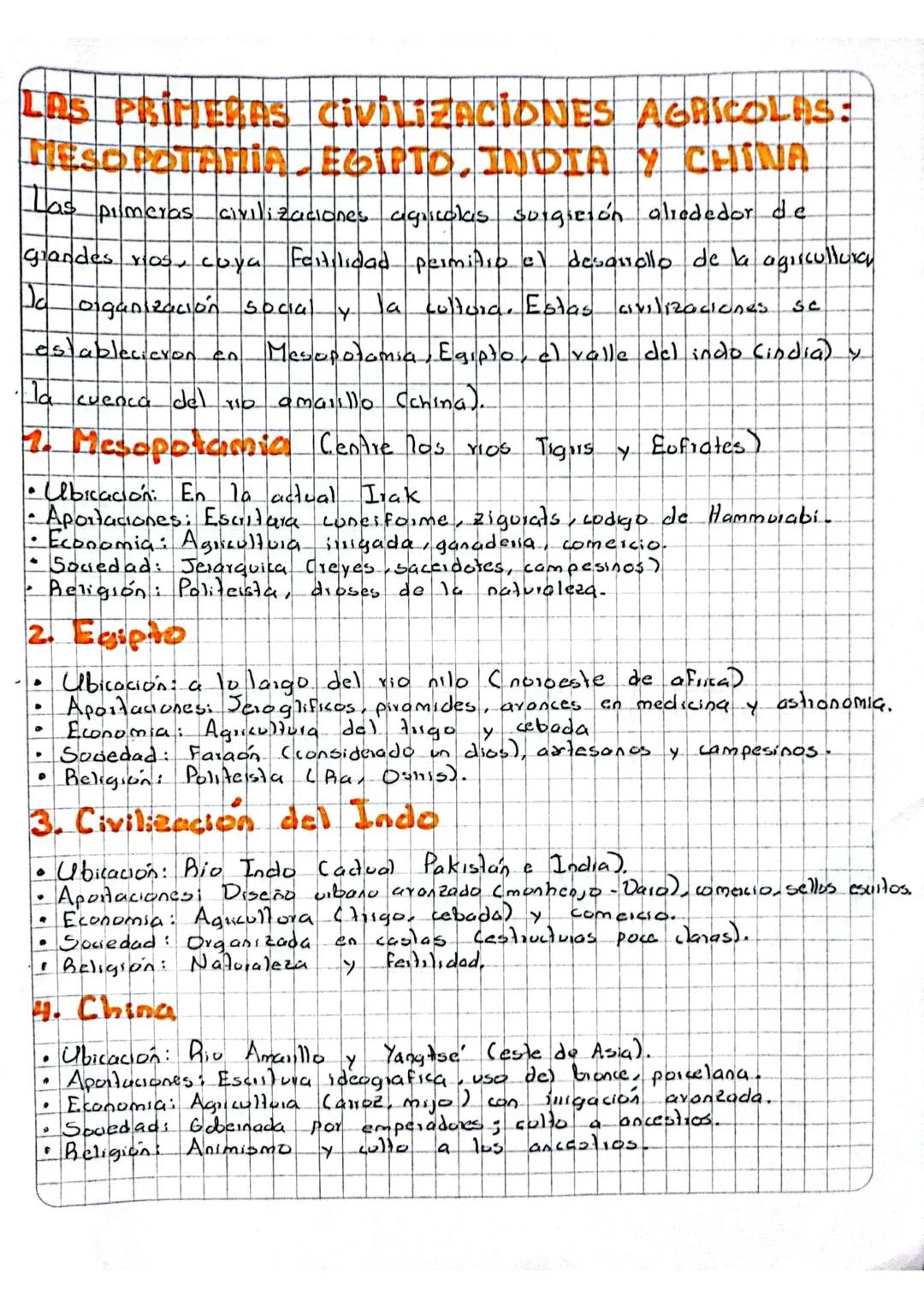 LAS PRIMERAS CIVILIZACIONES AGRICOLAS:
MESOPOTAMIA EGIPTO, INDIA Y CHINA
Las primeras civilizaciones agricolas surgición alrededor de
grande
