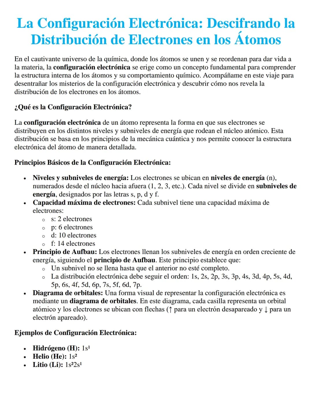 La Configuración Electrónica: Descifrando la
Distribución de Electrones en los Átomos
En el cautivante universo de la química, donde los áto