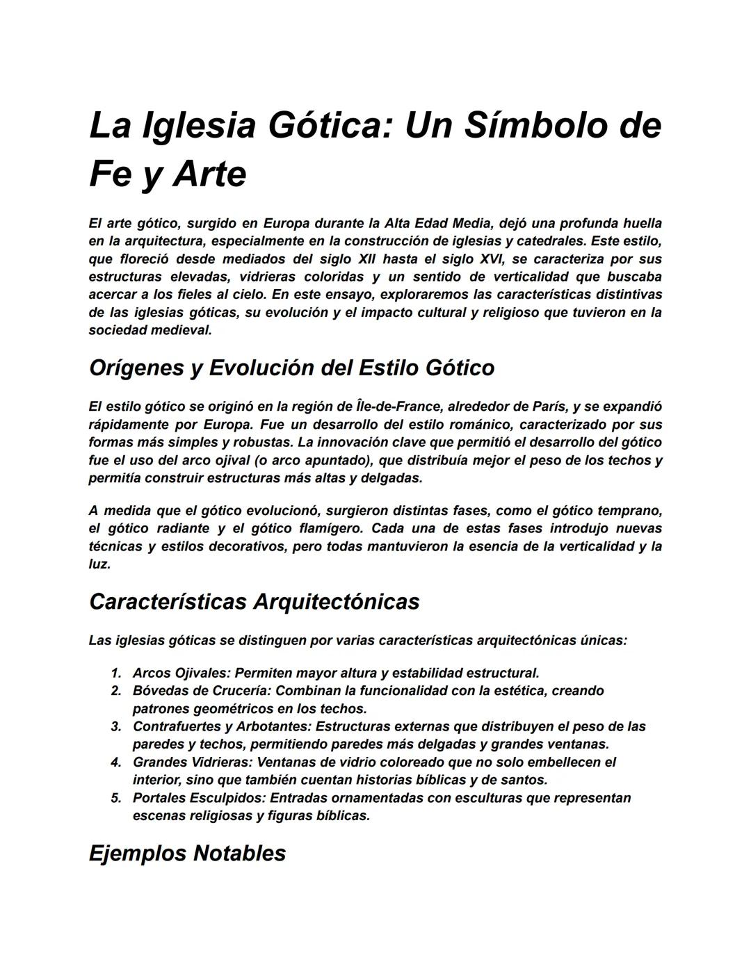 La Iglesia Gótica: Un Símbolo de
Fe y Arte
El arte gótico, surgido en Europa durante la Alta Edad Media, dejó una profunda huella
en la arqu