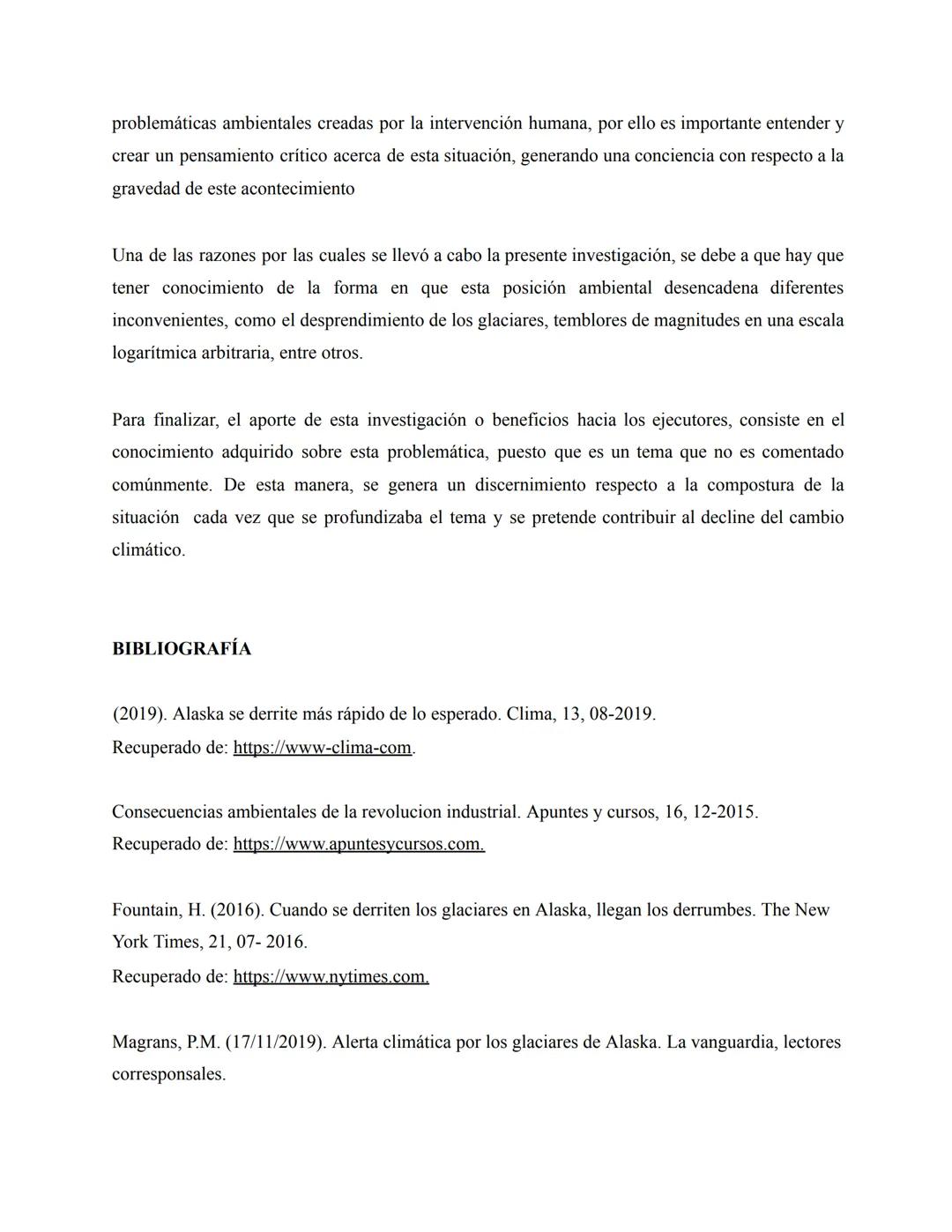 INVESTIGACIÓN DESGLACIACIÓN EN ALASKA
TABLA DE CONTENIDO
CAPÍTULO I
Pregunta problematizadora....
Descripción del problema..
Objetivo.
Justi